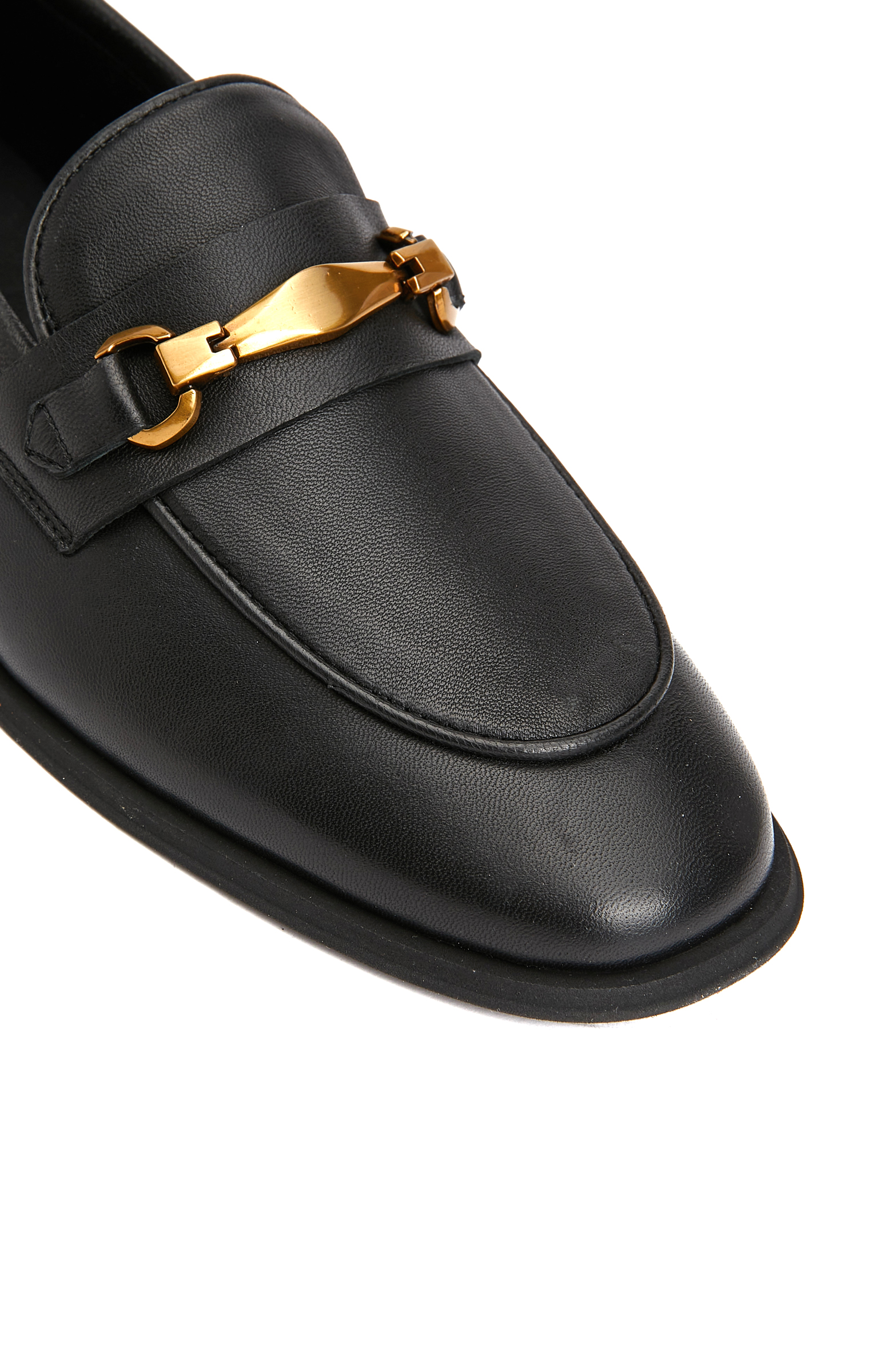 Siyah Kadın Deri Loafer_5