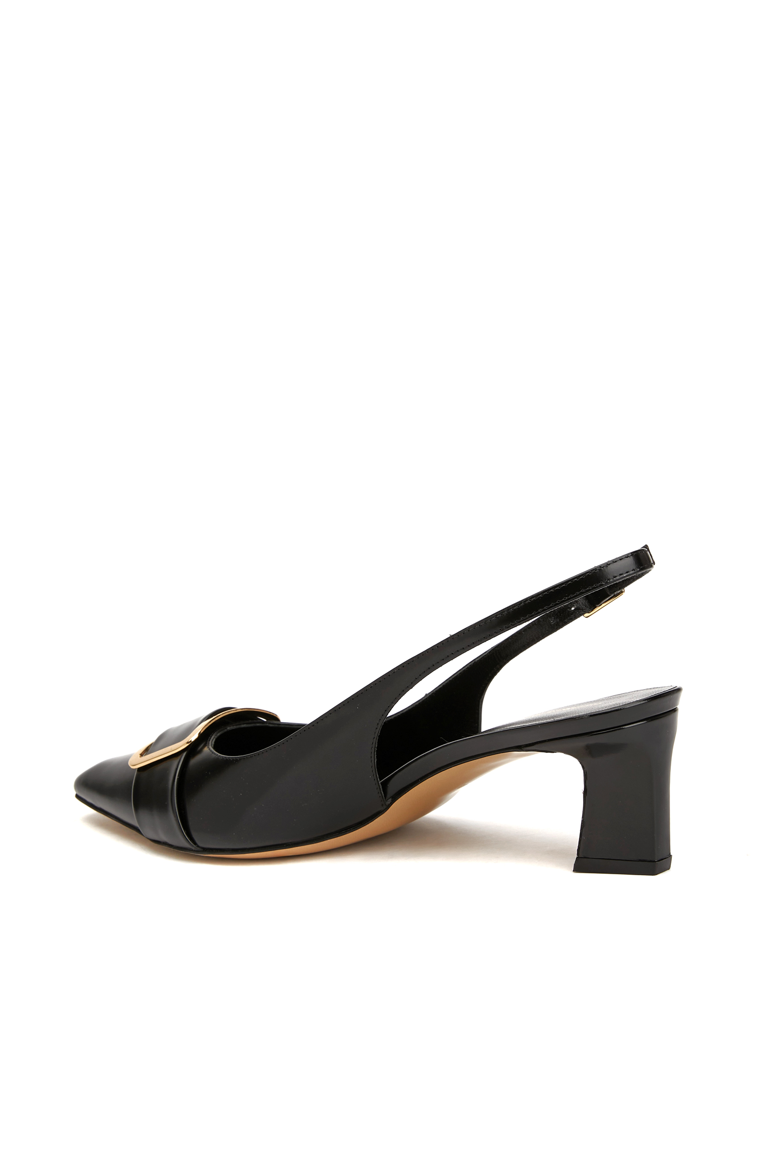 Siyah Deri Topuklu Ayakkabı