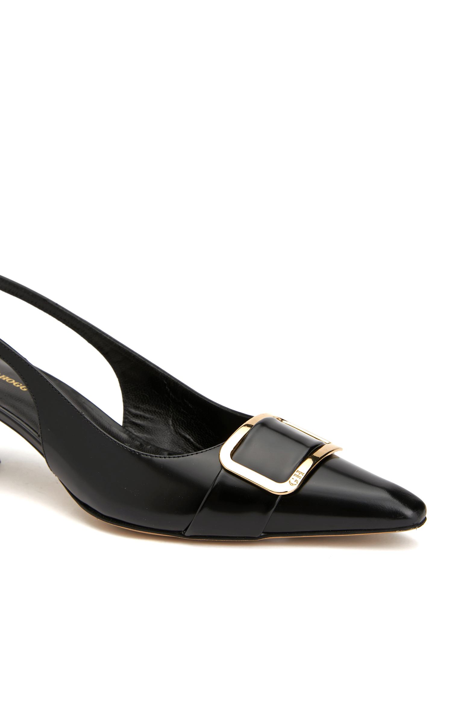 Siyah Deri Topuklu Ayakkabı