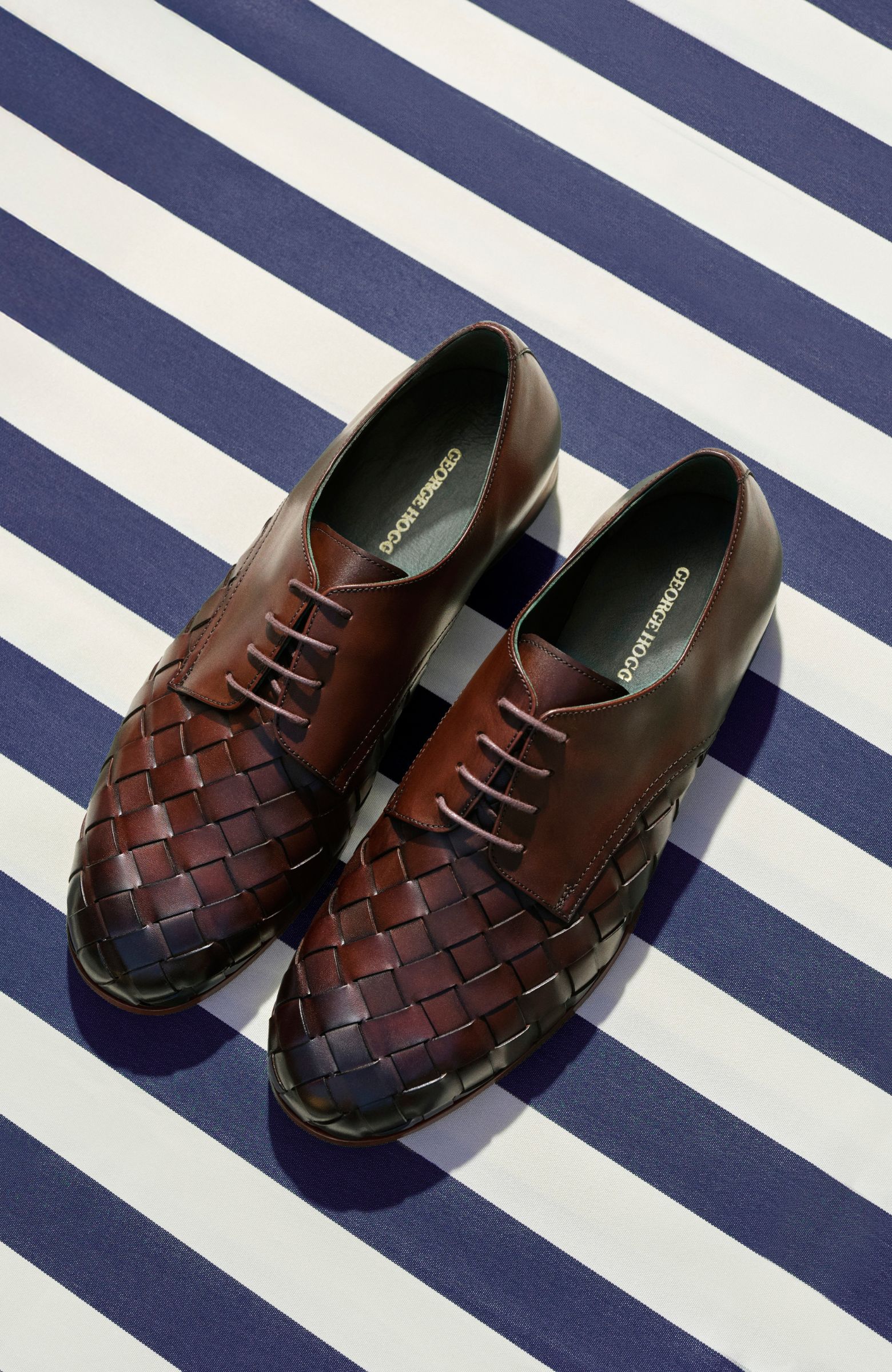 Kahverengi Örgü Dokulu Erkek Deri Ayakkabı