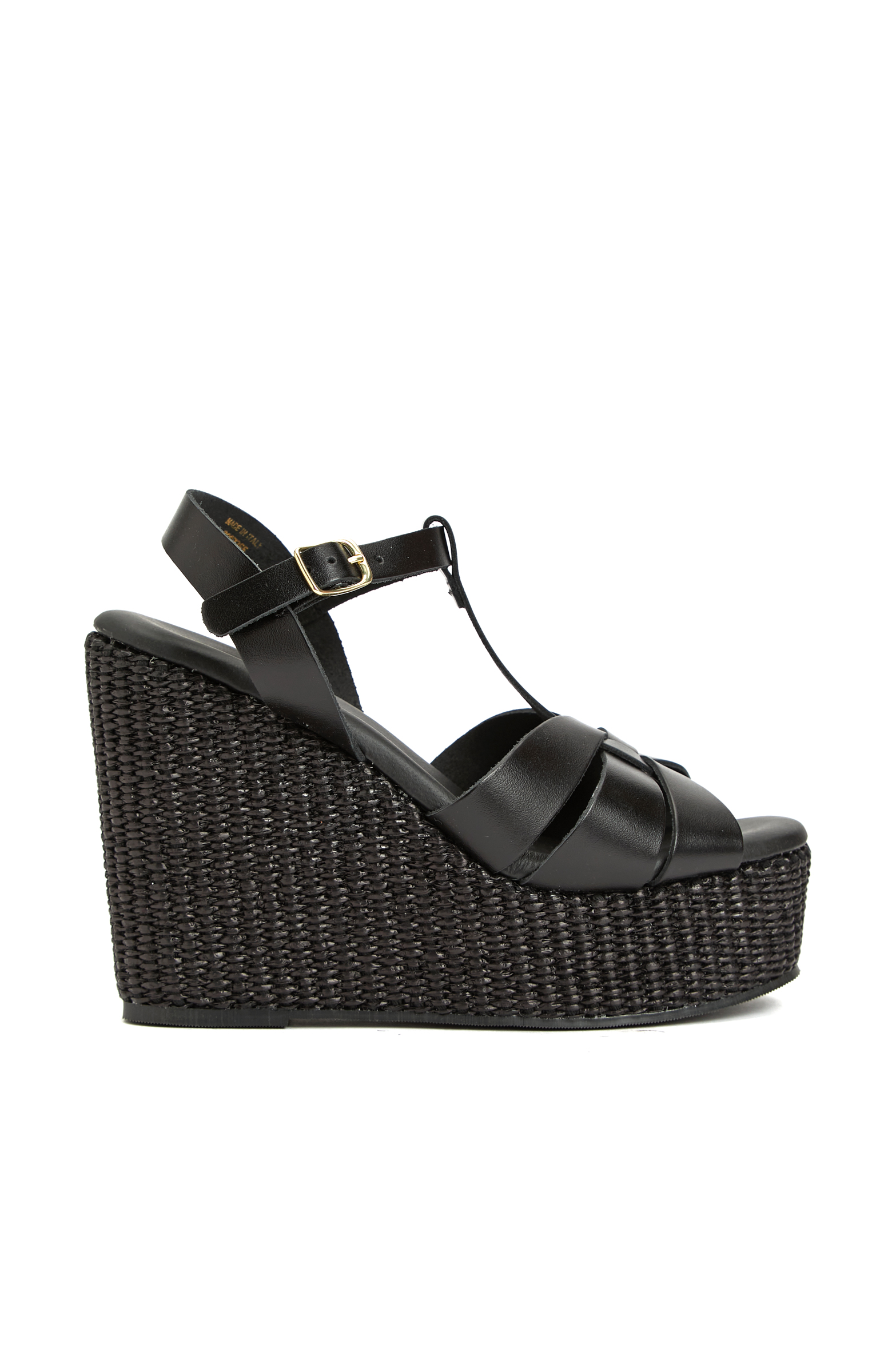 Siyah Tabanı Hasır Detaylı Sandalet