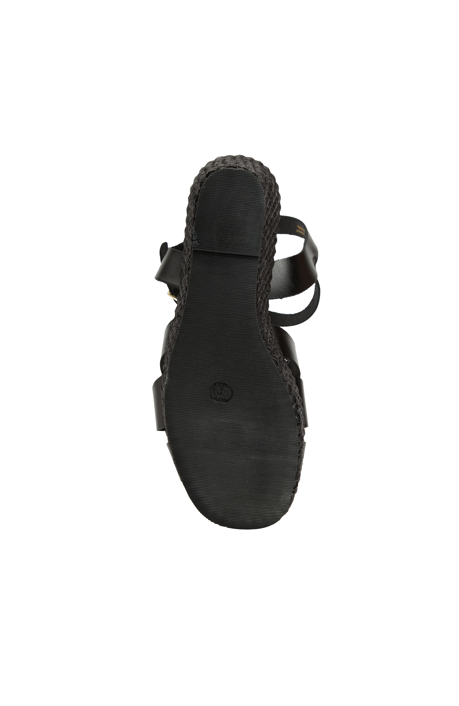 Siyah Tabanı Hasır Detaylı Sandalet