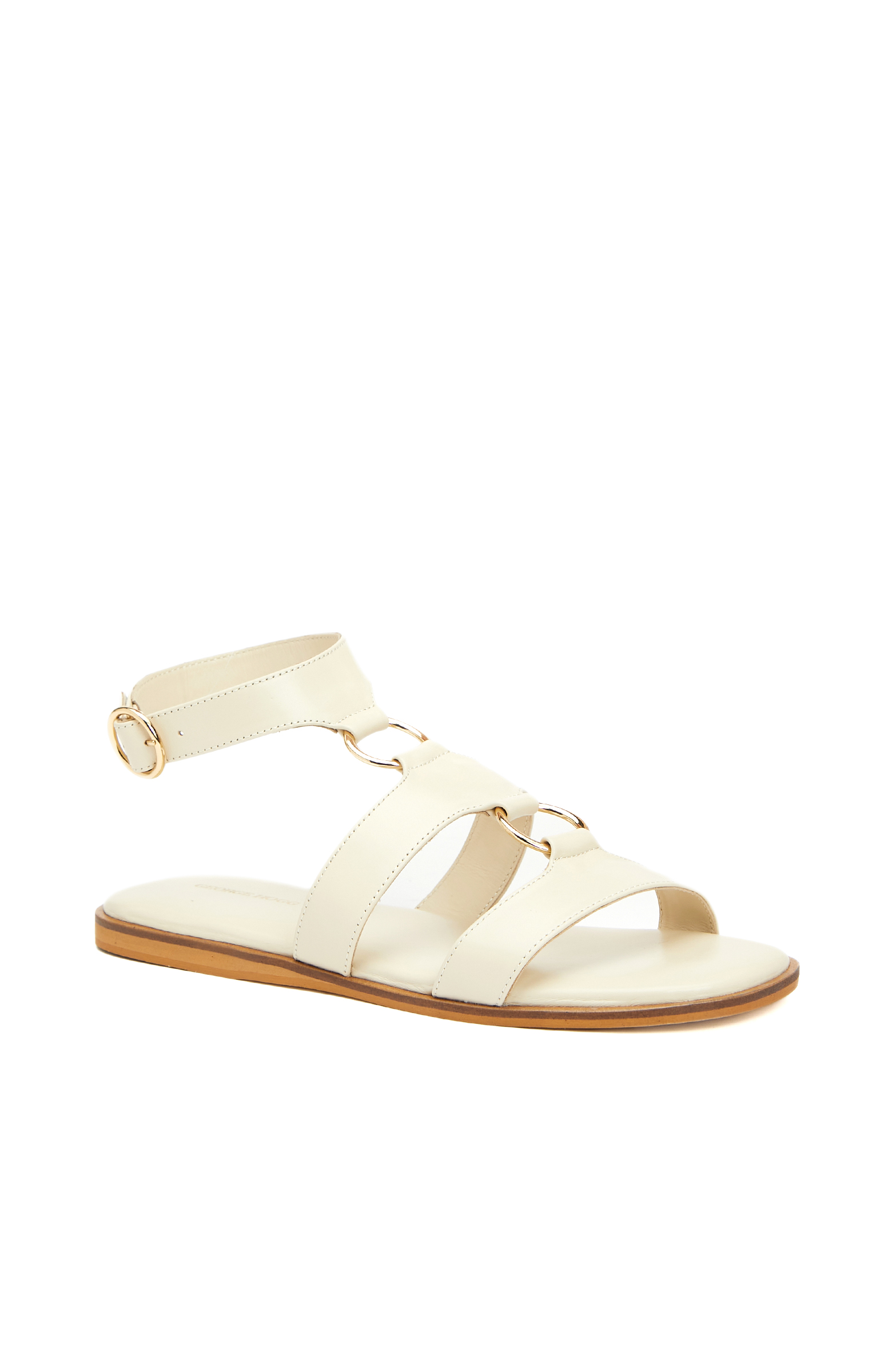 Kırık Beyaz Kadın Deri Sandalet