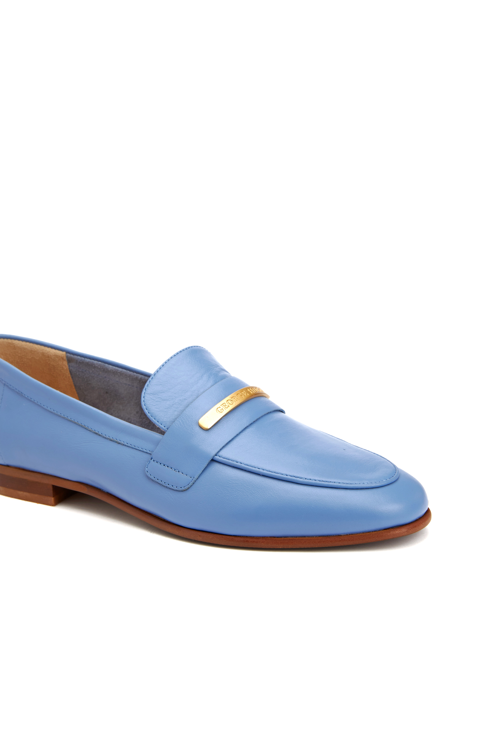 Mavi Kadın Yuvarlak Burun Deri Loafer