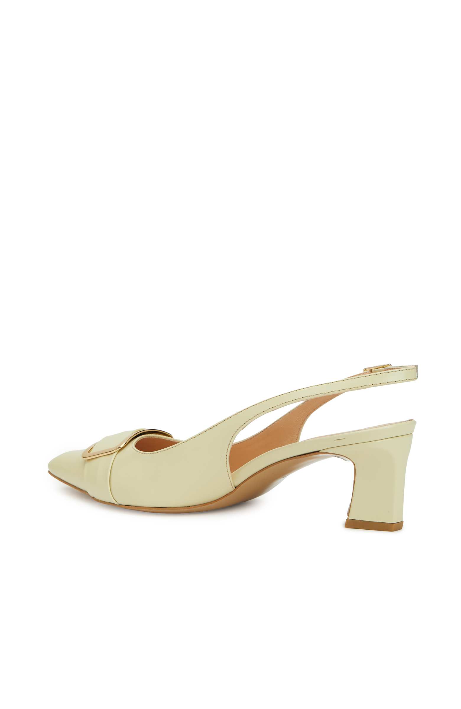 Sarı Deri Topuklu Ayakkabı