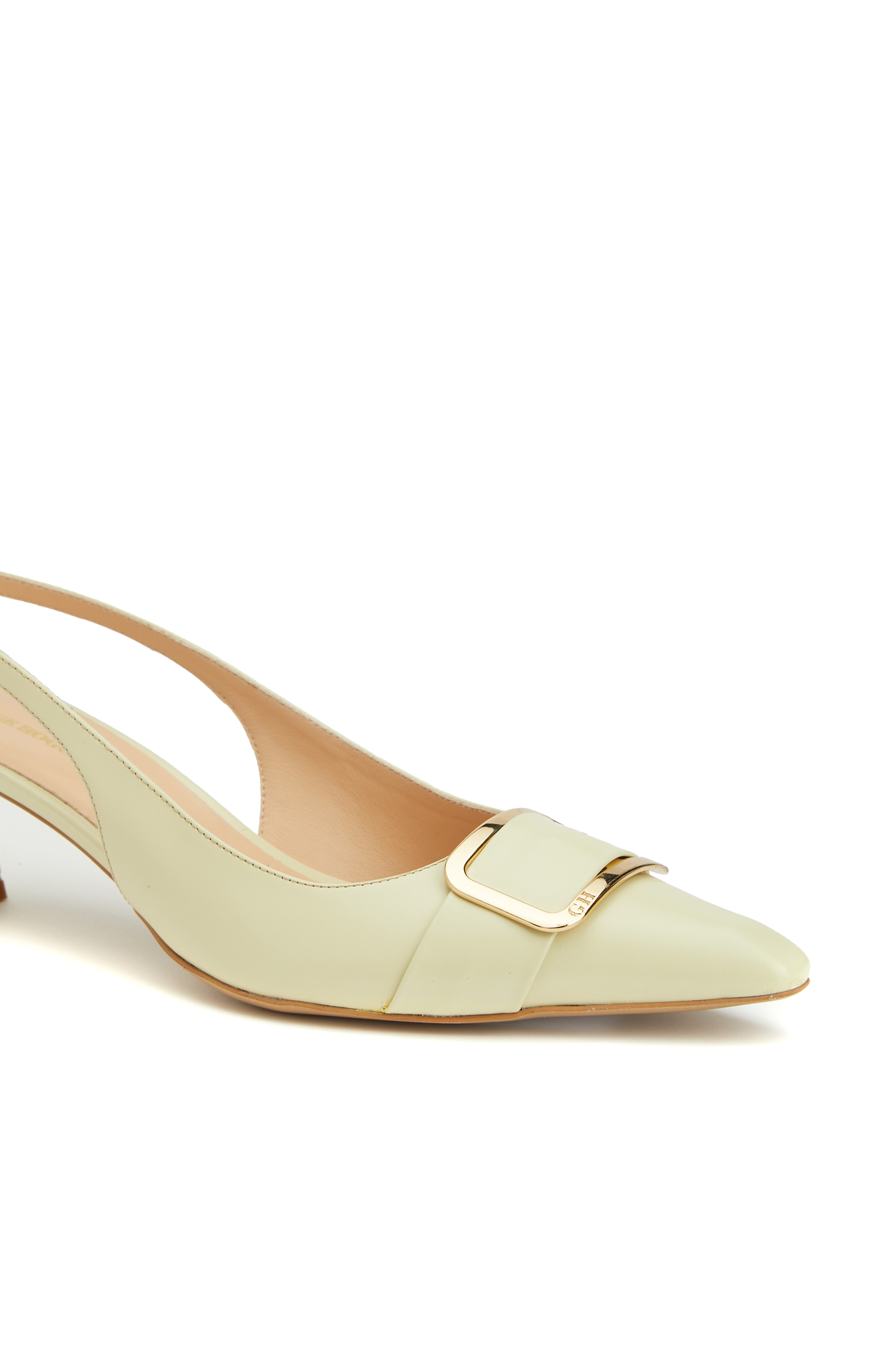 Sarı Deri Topuklu Ayakkabı