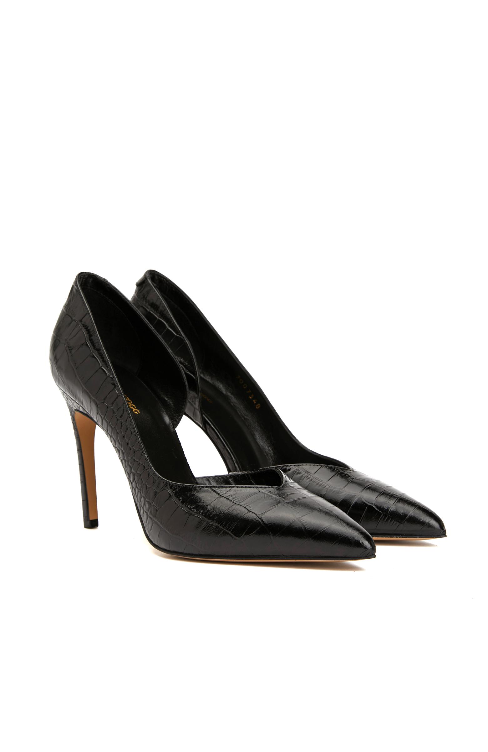 Siyah Kroko Kadın Deri Stiletto_1
