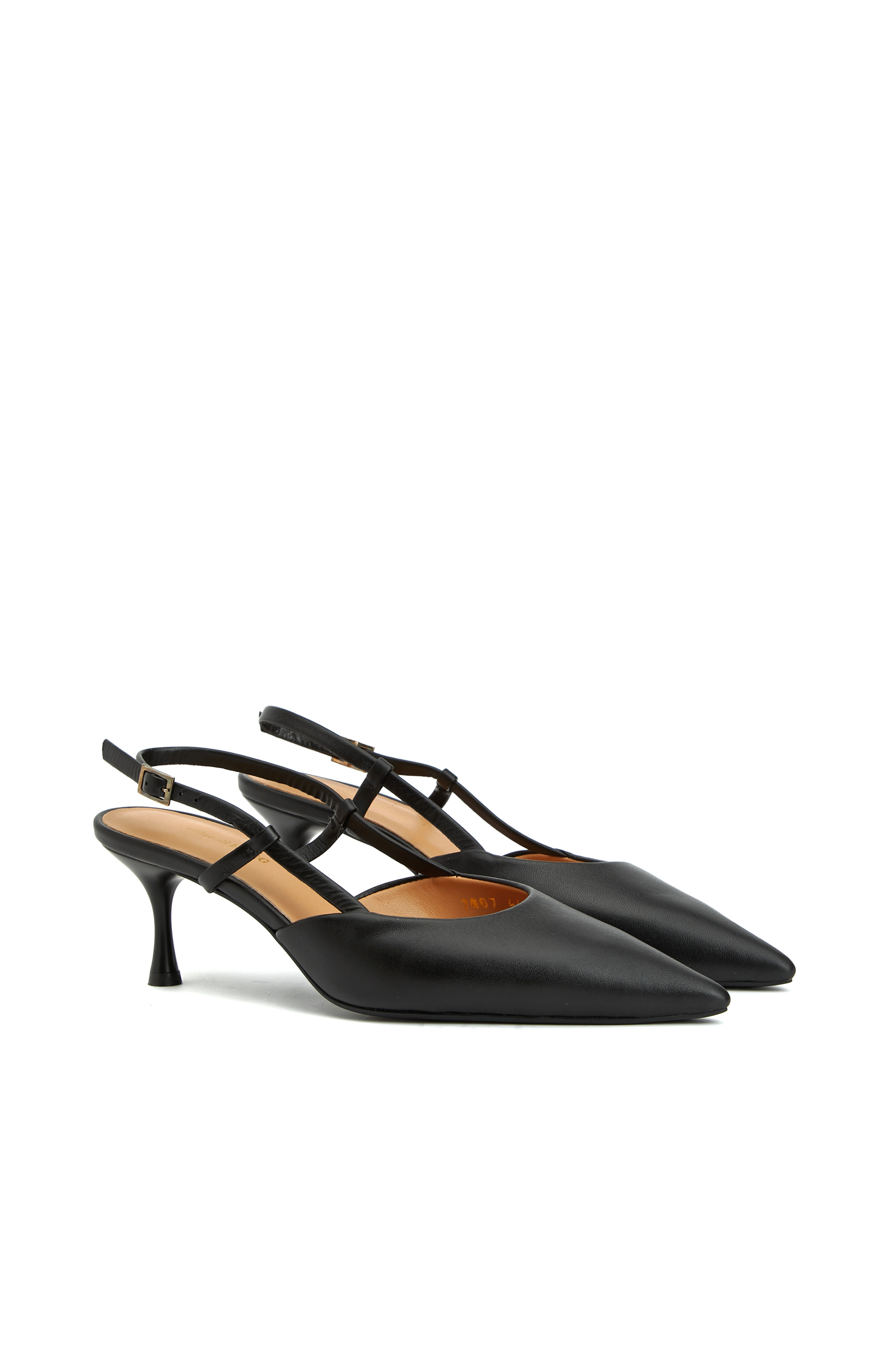 Siyah Deri Kadın Topuklu Ayakkabı