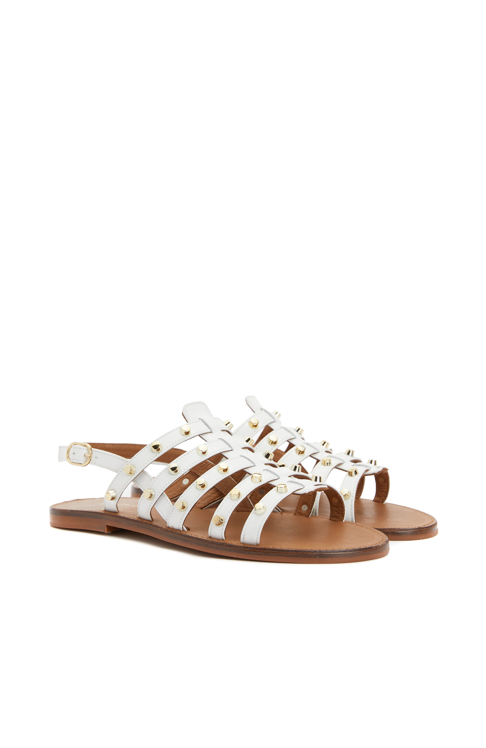 Beyaz Kadın Deri Sandalet