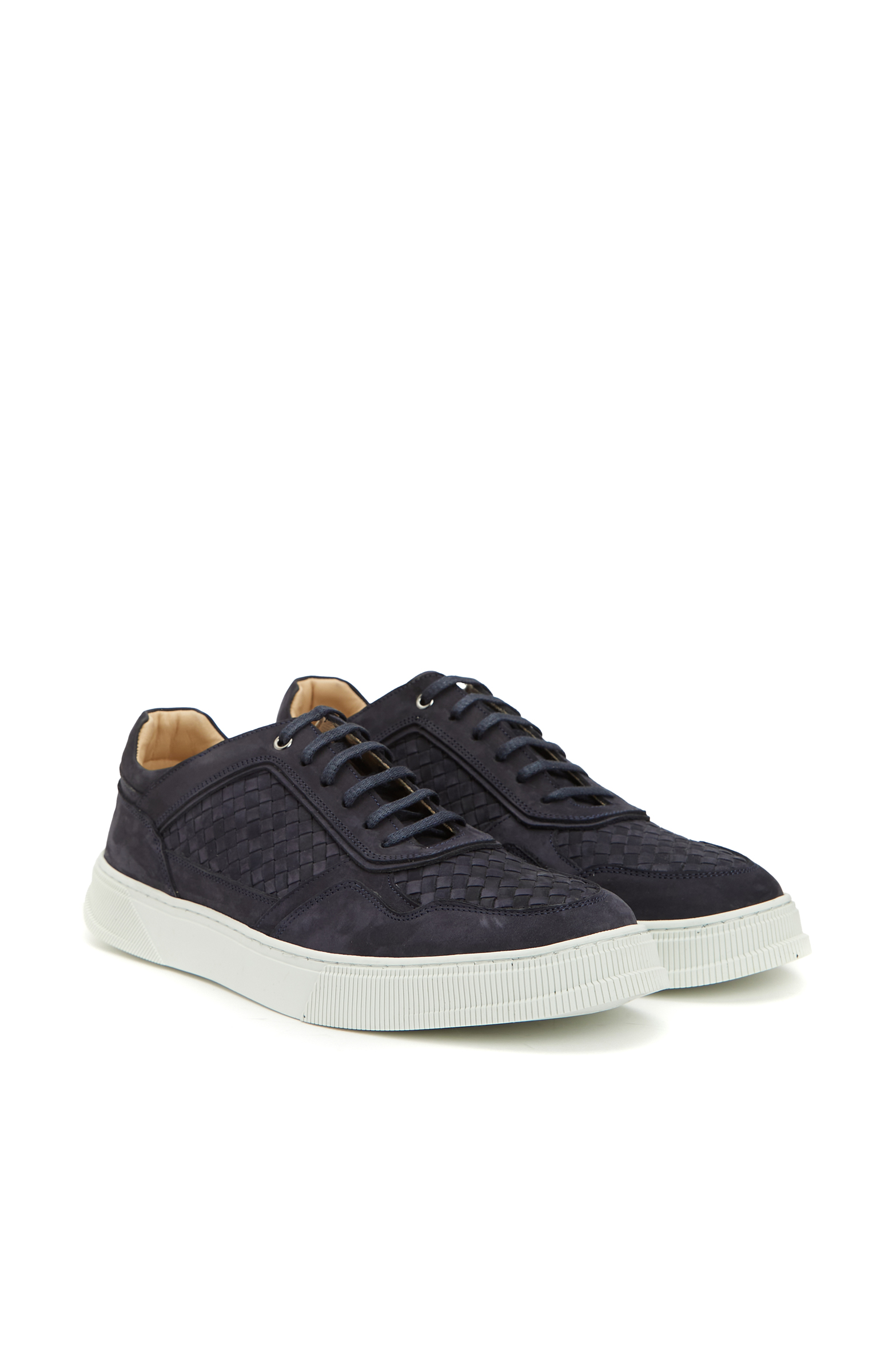 Kahverengi Örgü Deri Erkek Sneaker