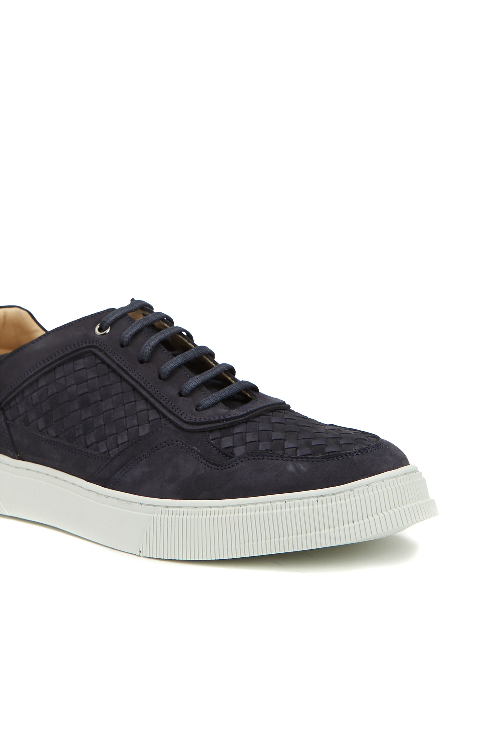 Lacivert Örgü Deri Erkek Sneaker