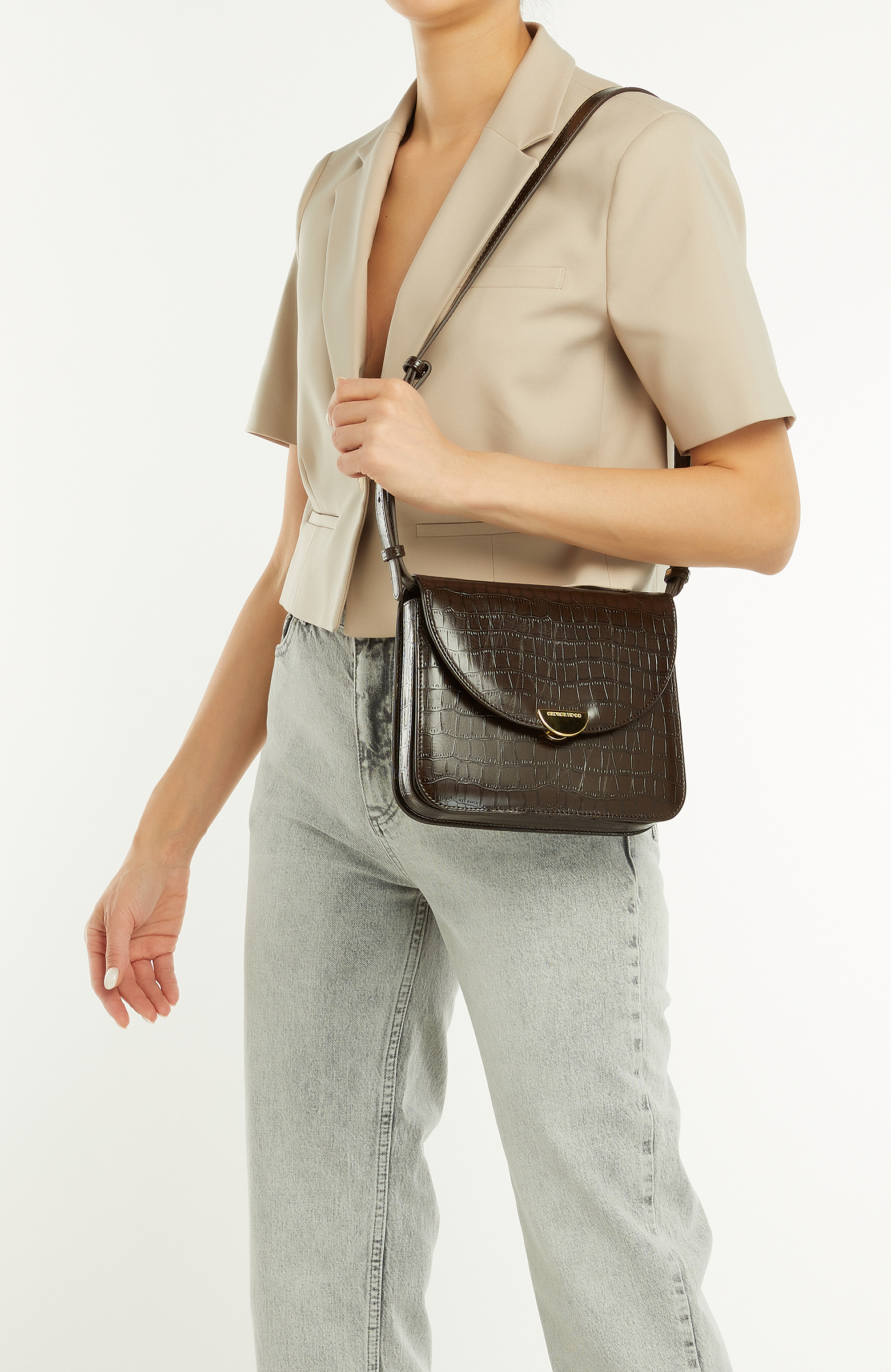 Kahverengi Kroko Kadın Postacı Çantası