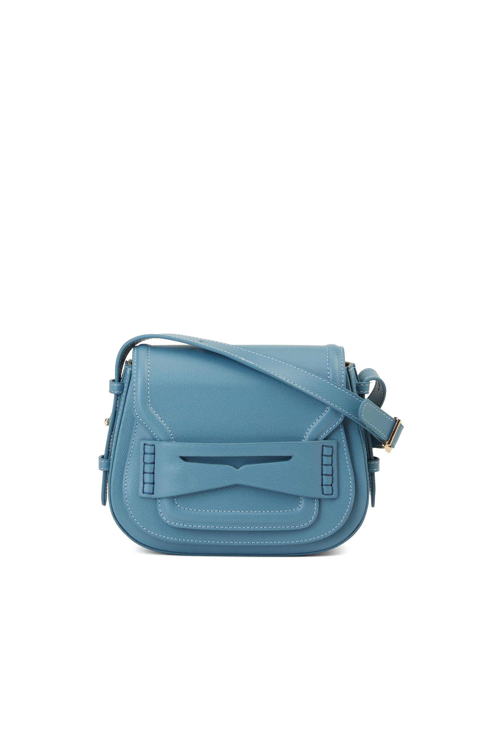 Mavi Desenli Kadın Deri Postacı Çantası