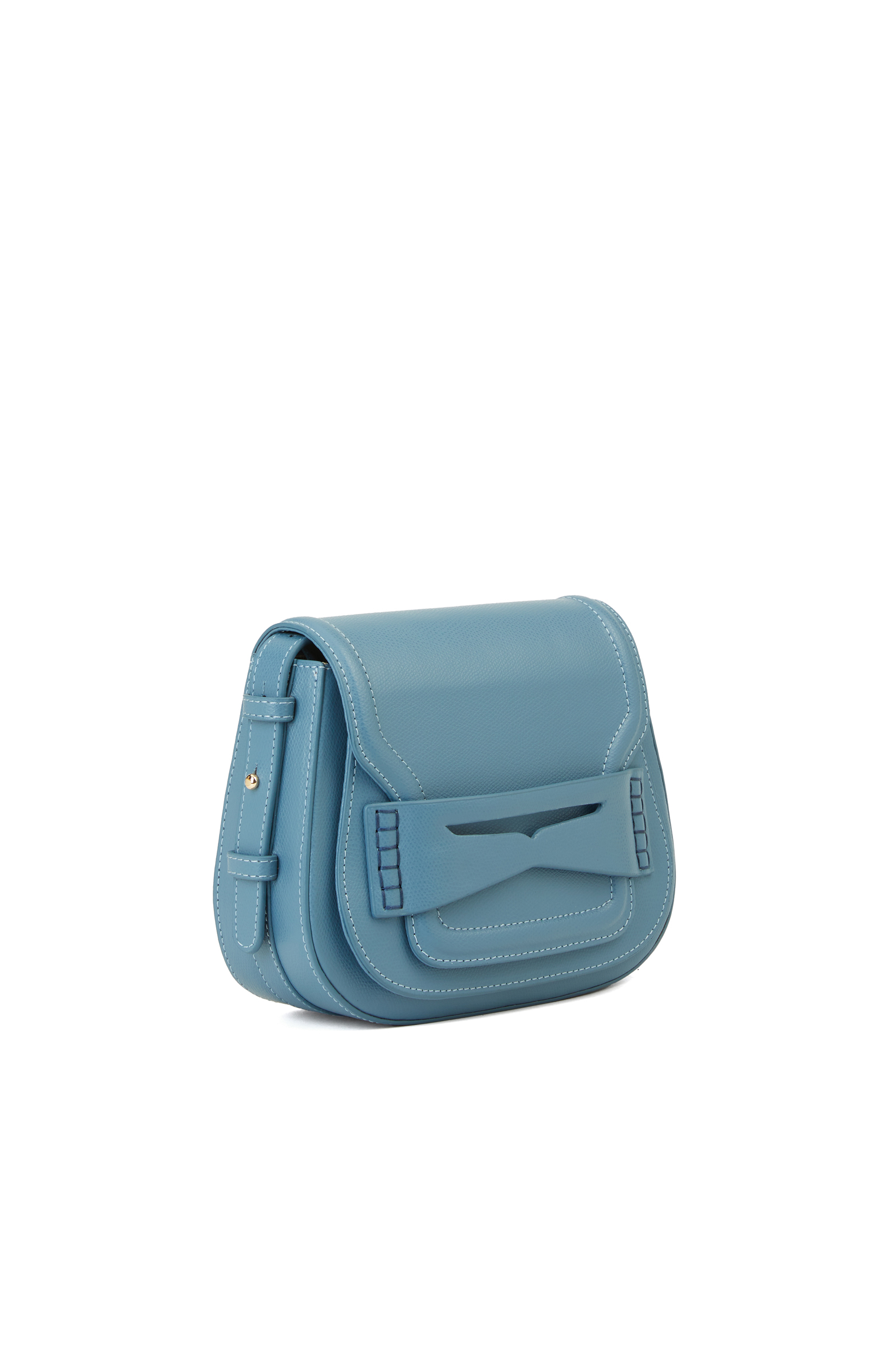 Mavi Desenli Kadın Deri Postacı Çantası