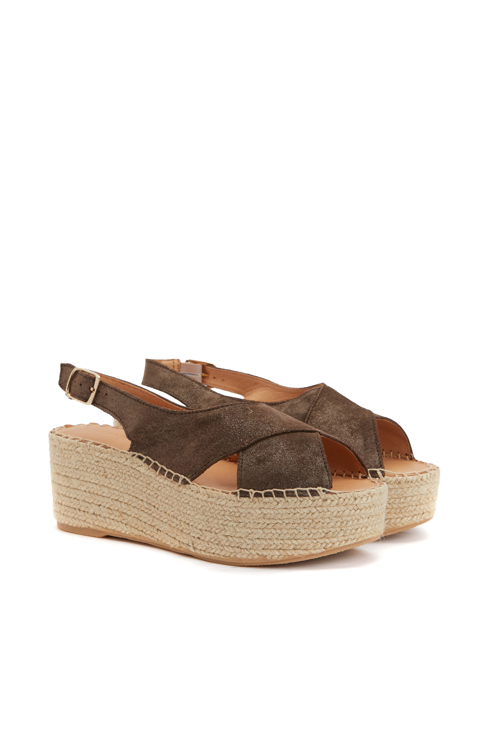 Kahverengi Kadın Deri Espadril