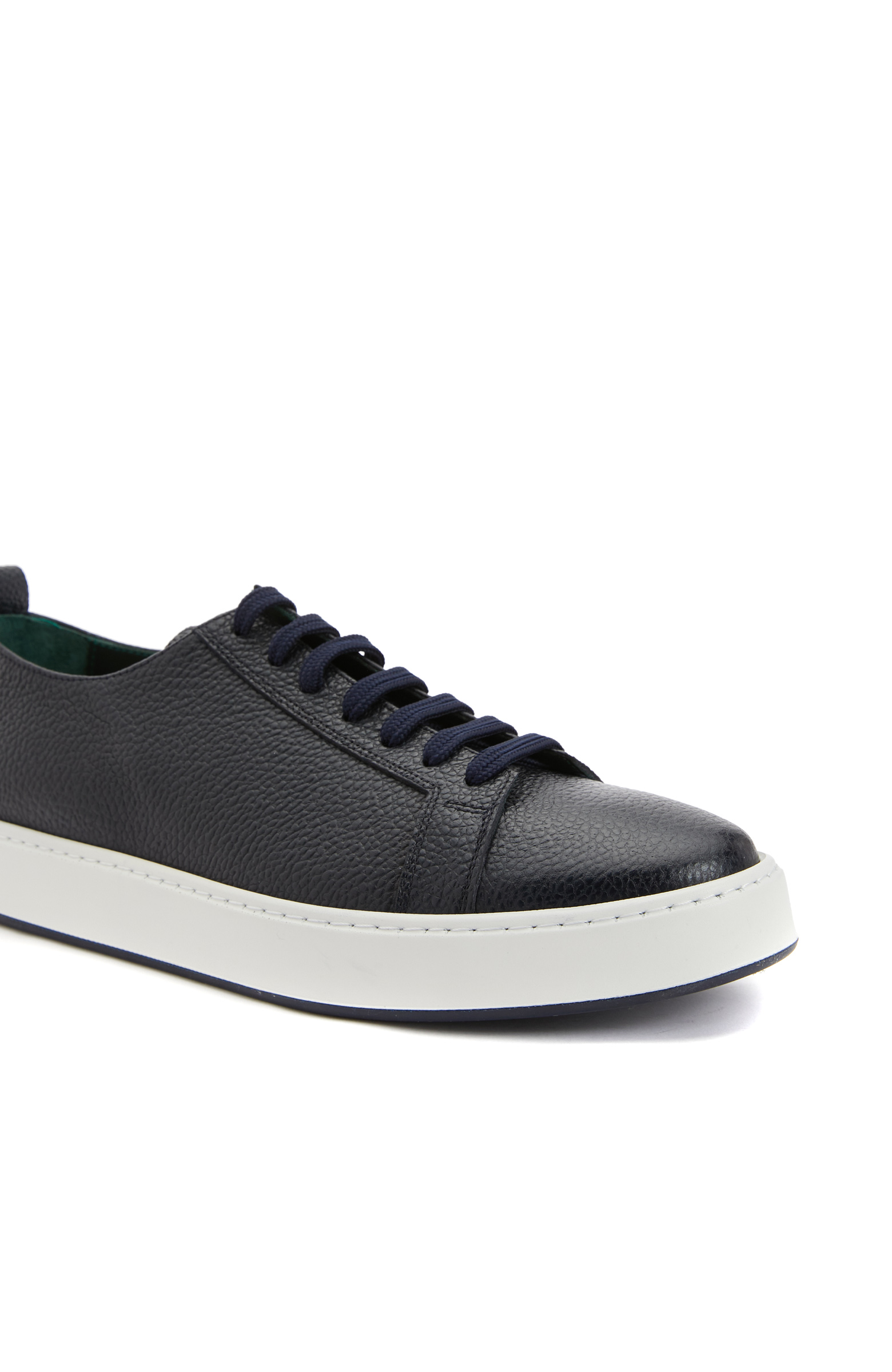 Koyu Lacivert Desenli Erkek Deri Sneaker