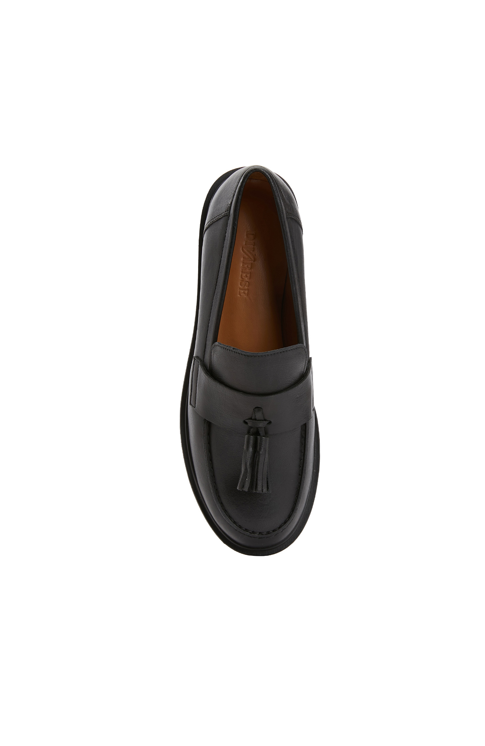 Siyah Kadın Deri Püskül Detaylı Loafer