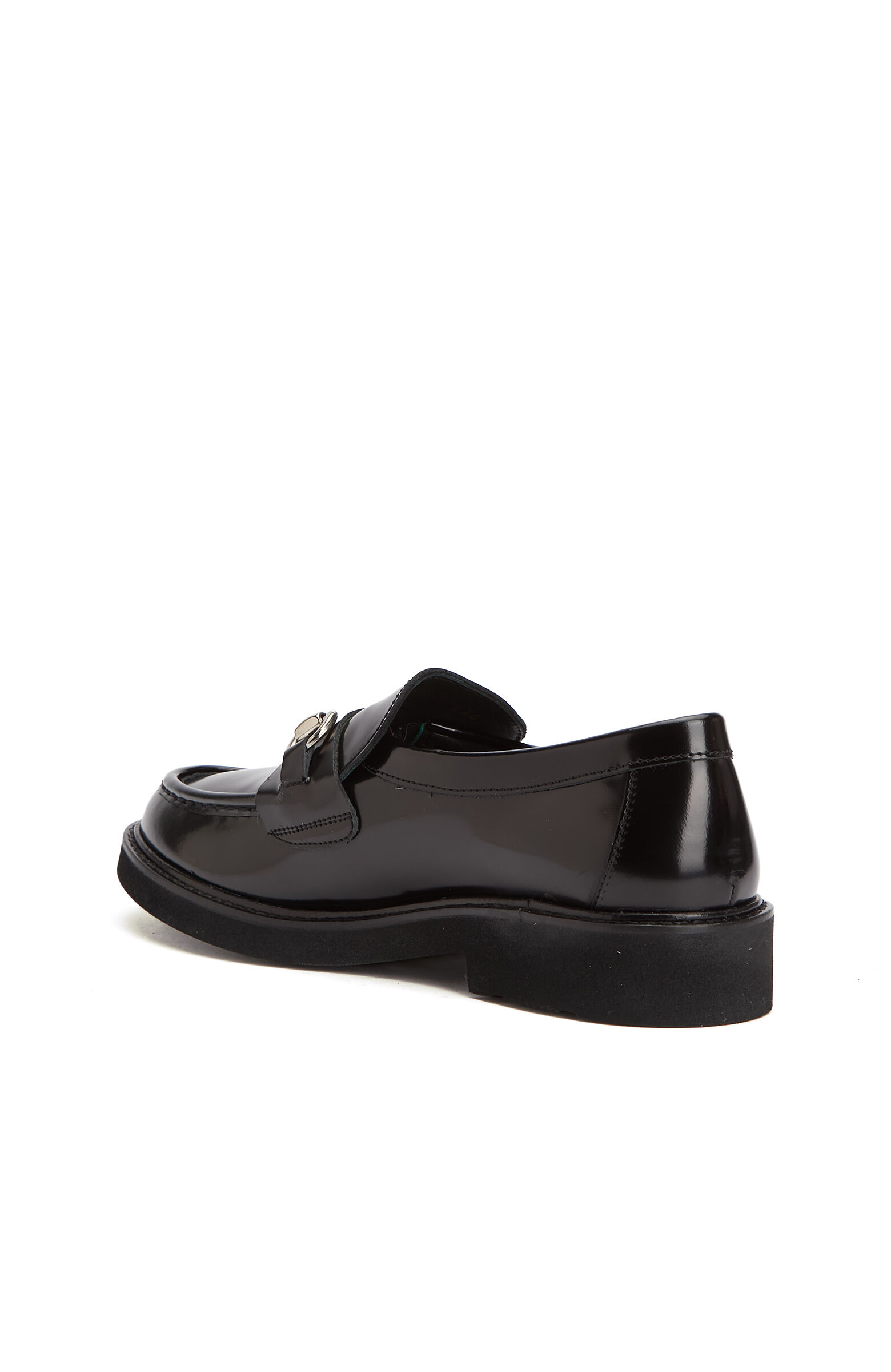 Siyah Tokalı Kadın Deri Loafer