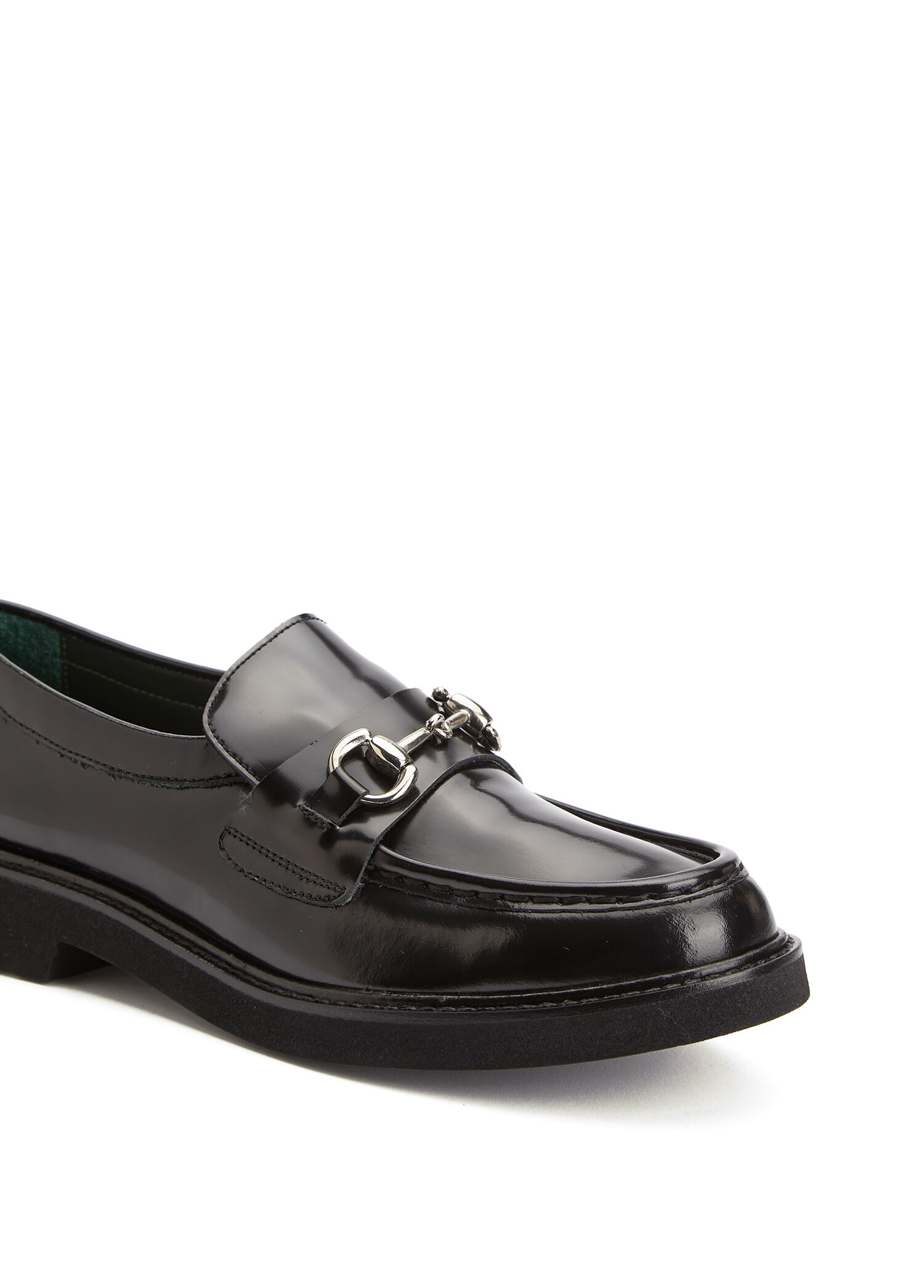 Siyah Tokalı Kadın Deri Loafer