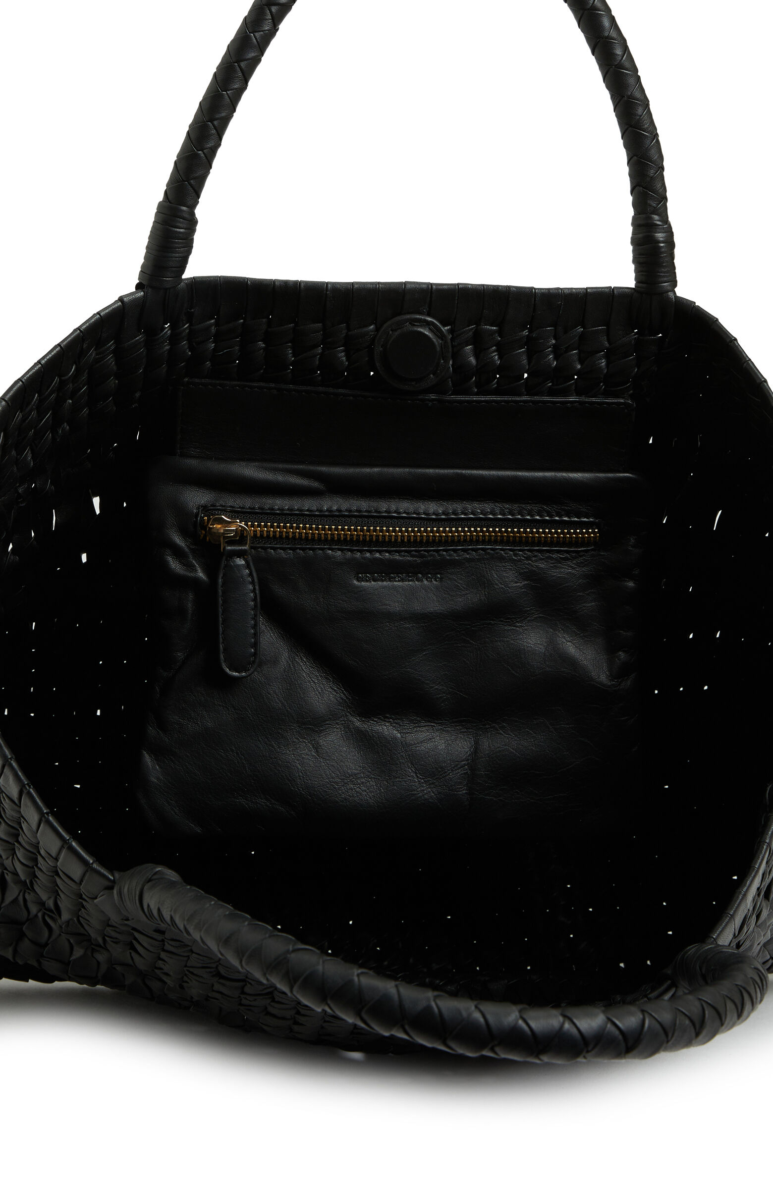 Black Knit Leather Women's Shopper Bag