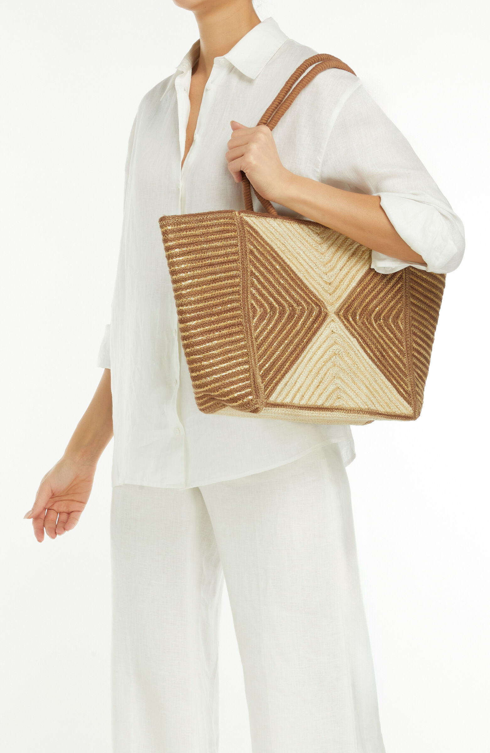 Natural Patterned Women's Straw Bag