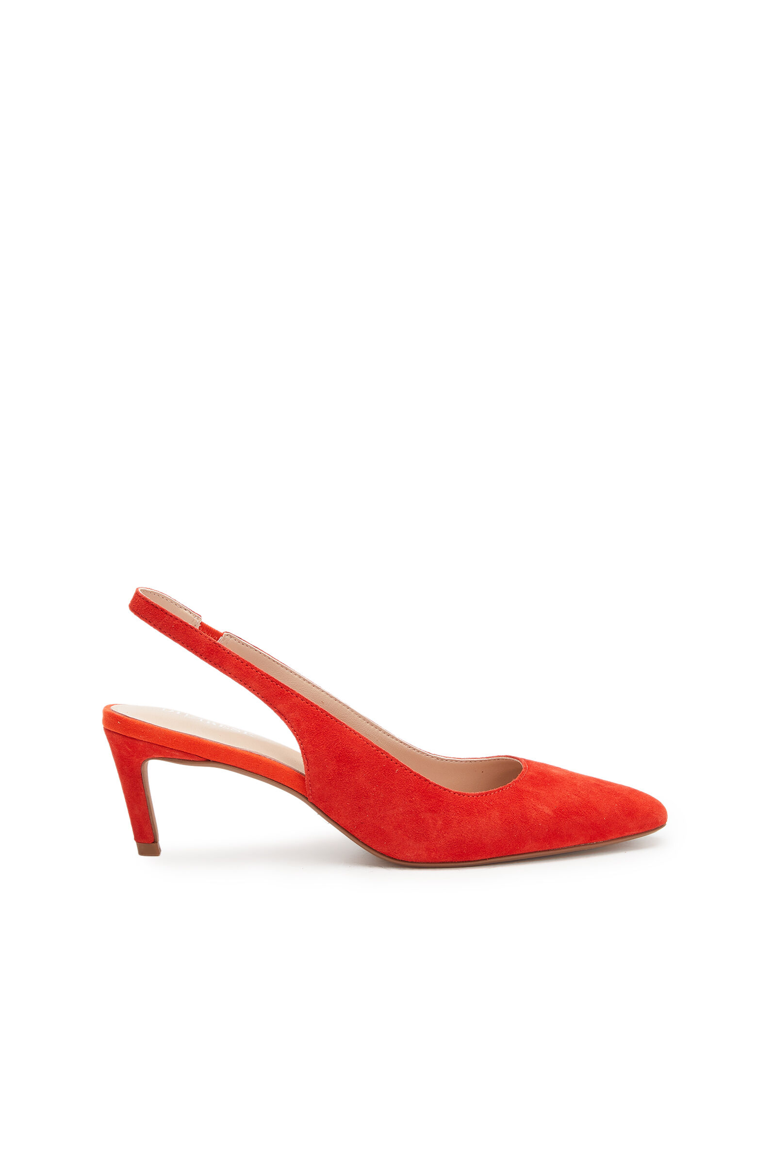Red Rubber Detailed Suede Heeled Shoes