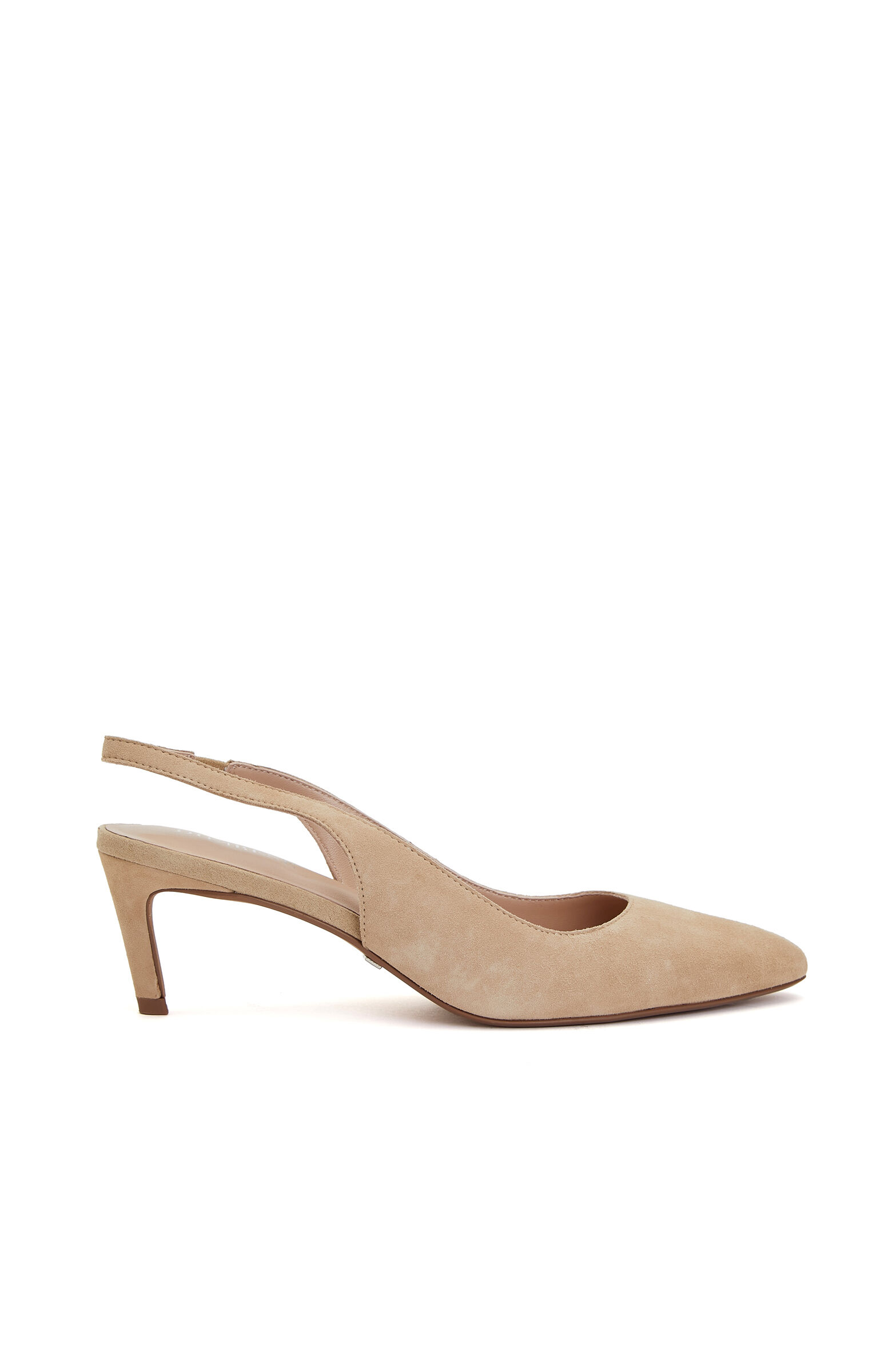 Beige Elastic Detailed Suede Heeled Shoes