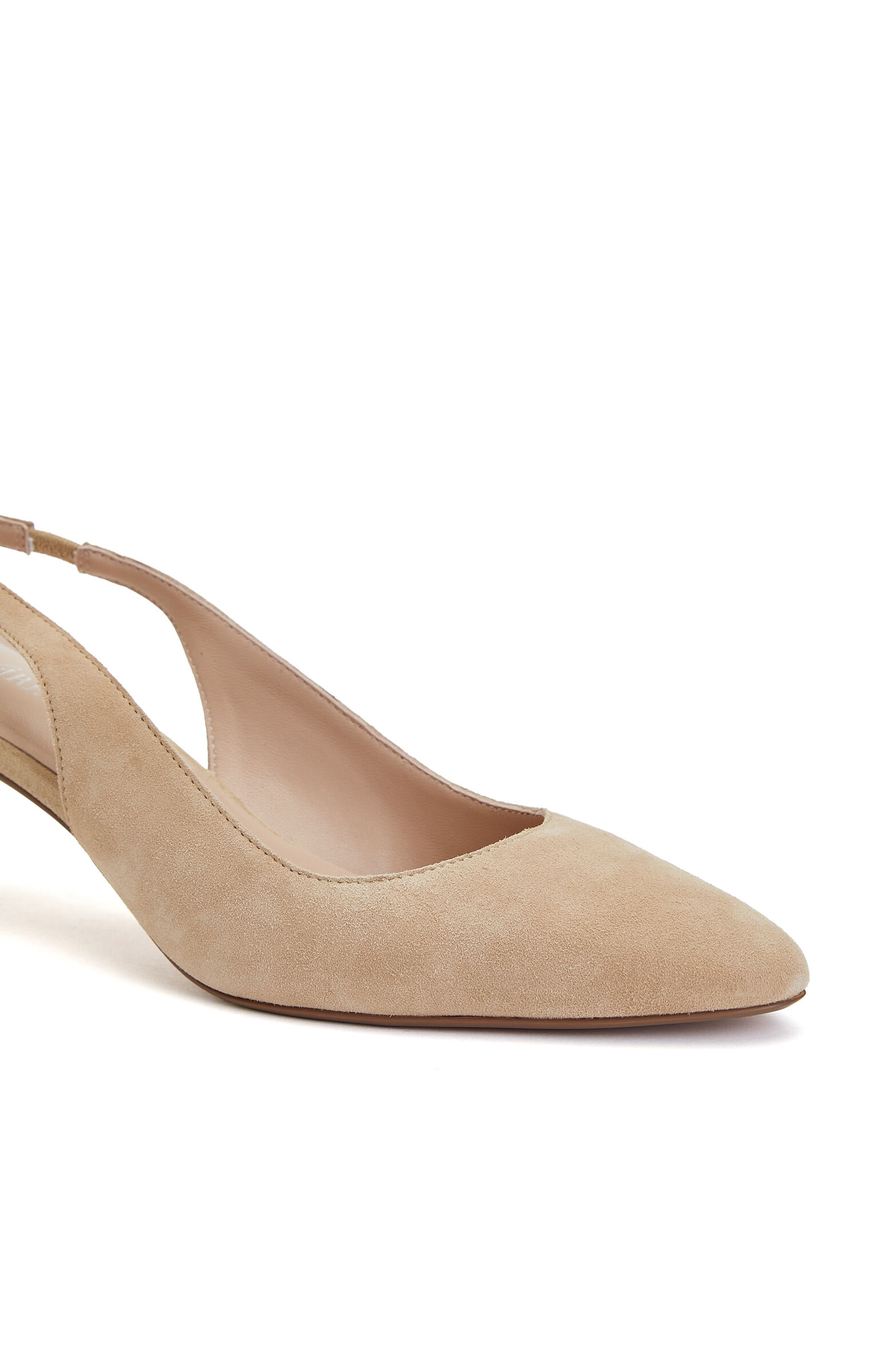 Beige Elastic Detailed Suede Heeled Shoes