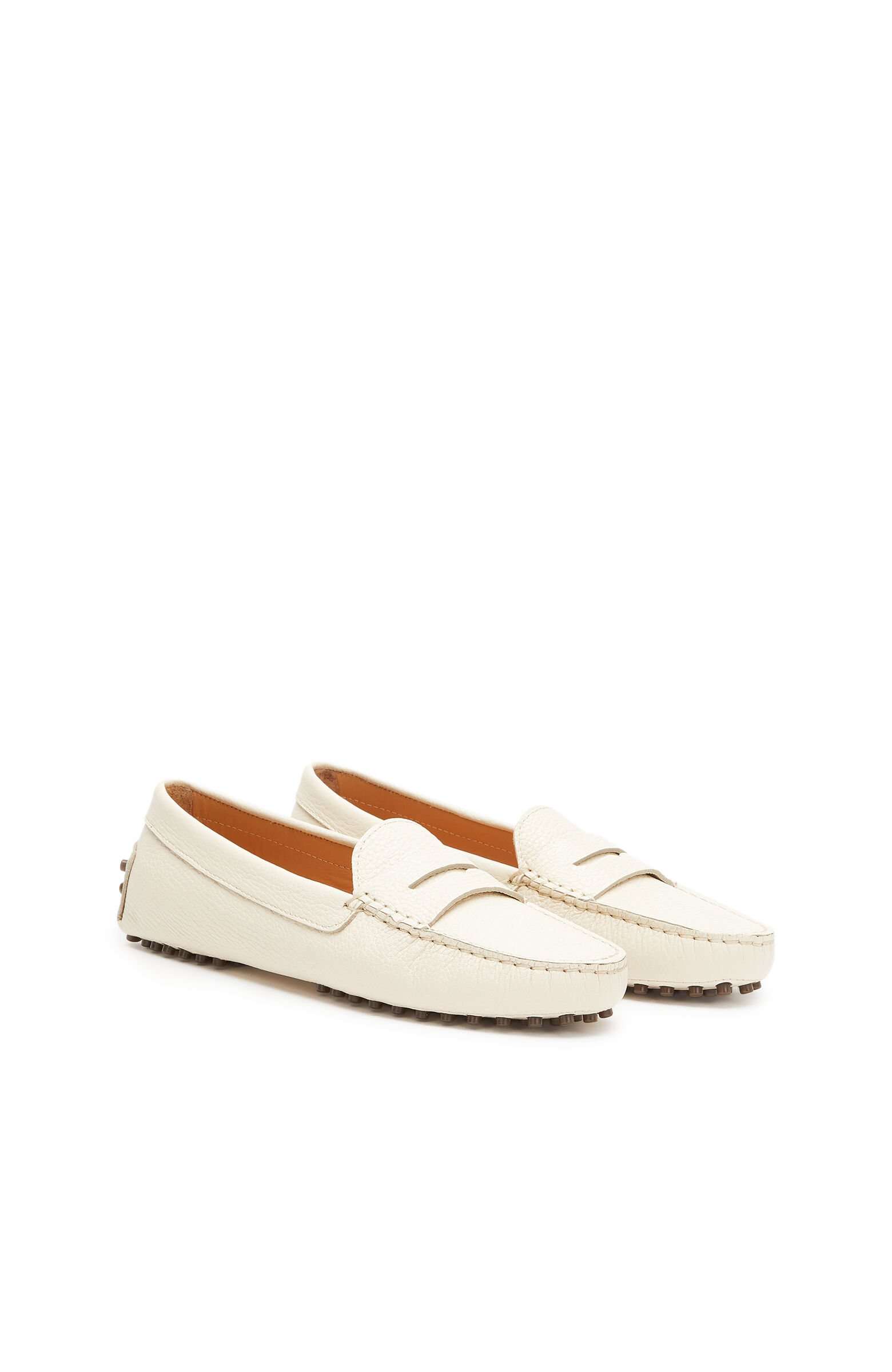 Kırık Beyaz Kadın Günlük Rahat Deri Loafer