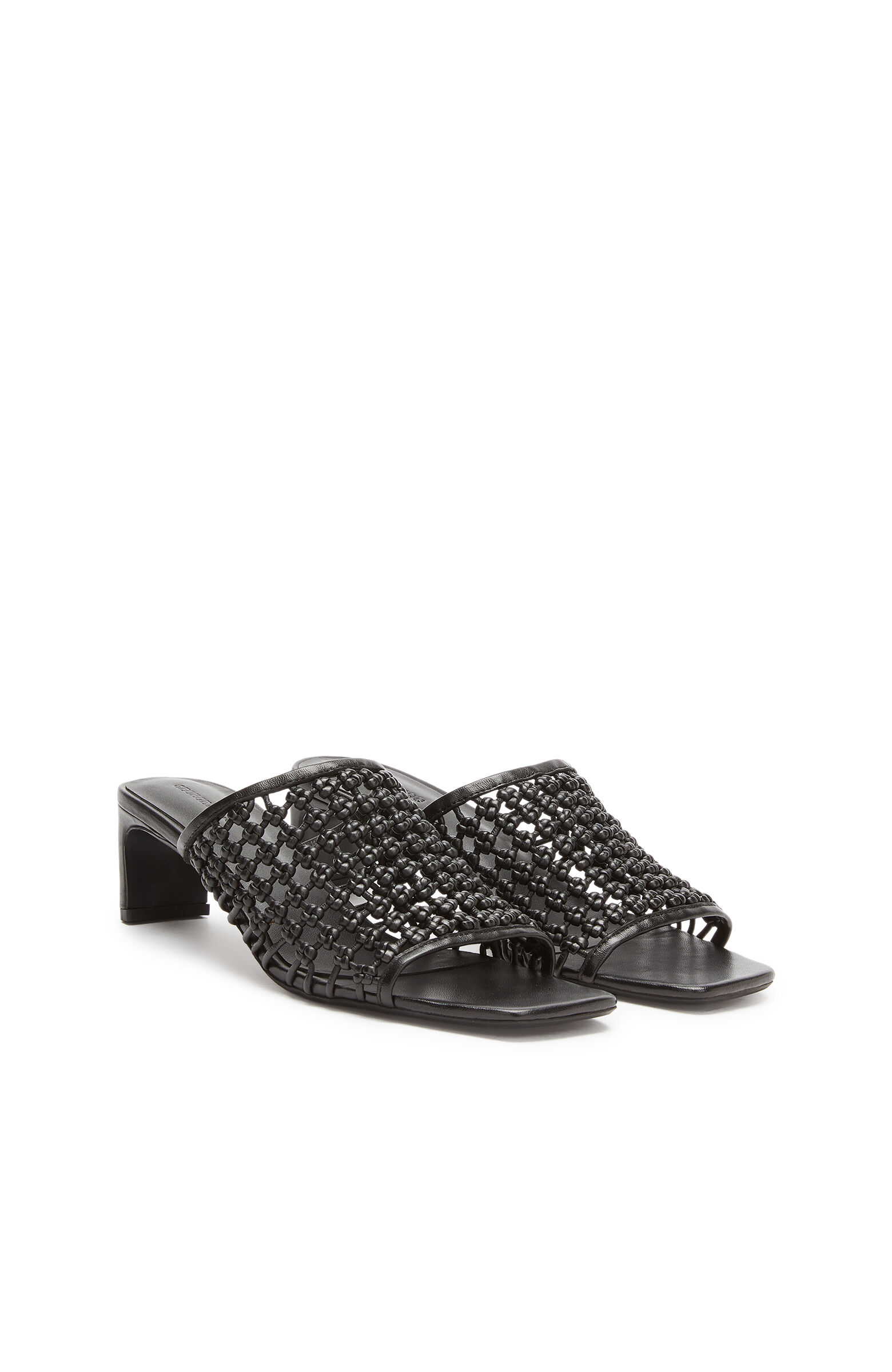 Siyah Örgülü Kadın Deri Terlik