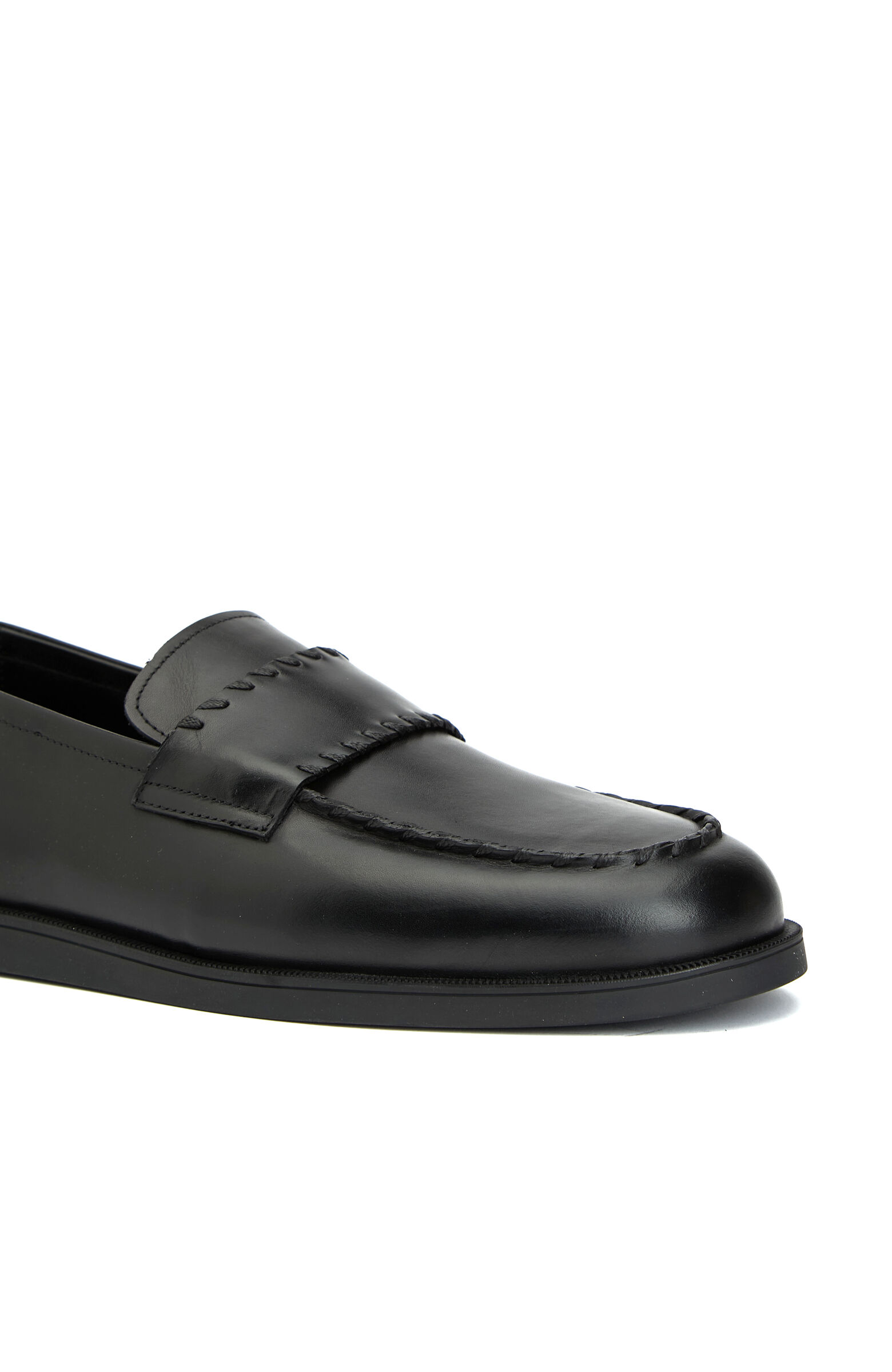 Siyah Saraç Detaylı Erkek Deri Loafer