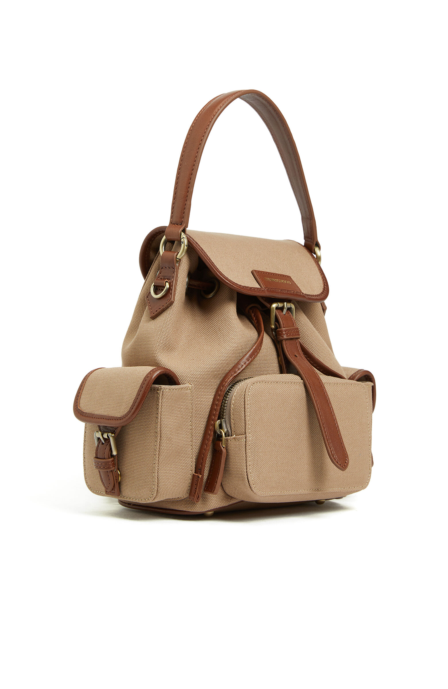 Naturel Cep Detaylı Kadın Kanvas Çanta