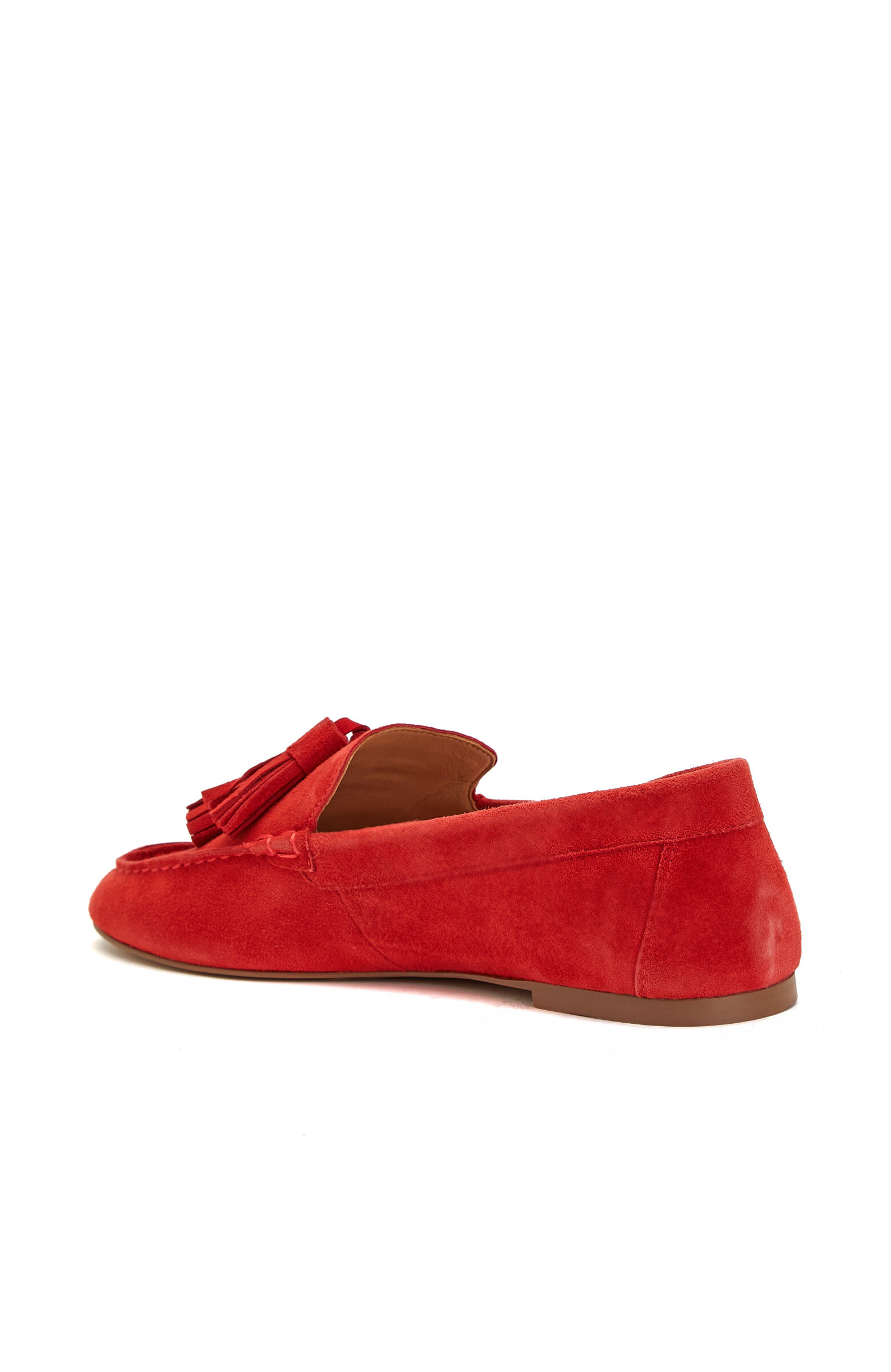 Kırmızı Püsküllü Kadın Süet Loafer