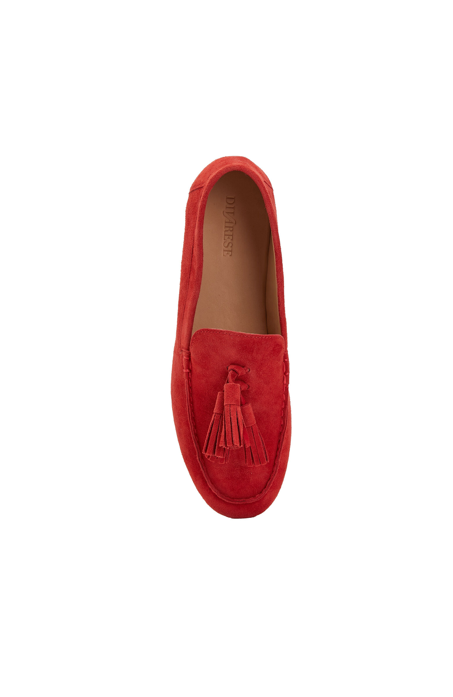 Kırmızı Püsküllü Kadın Süet Loafer