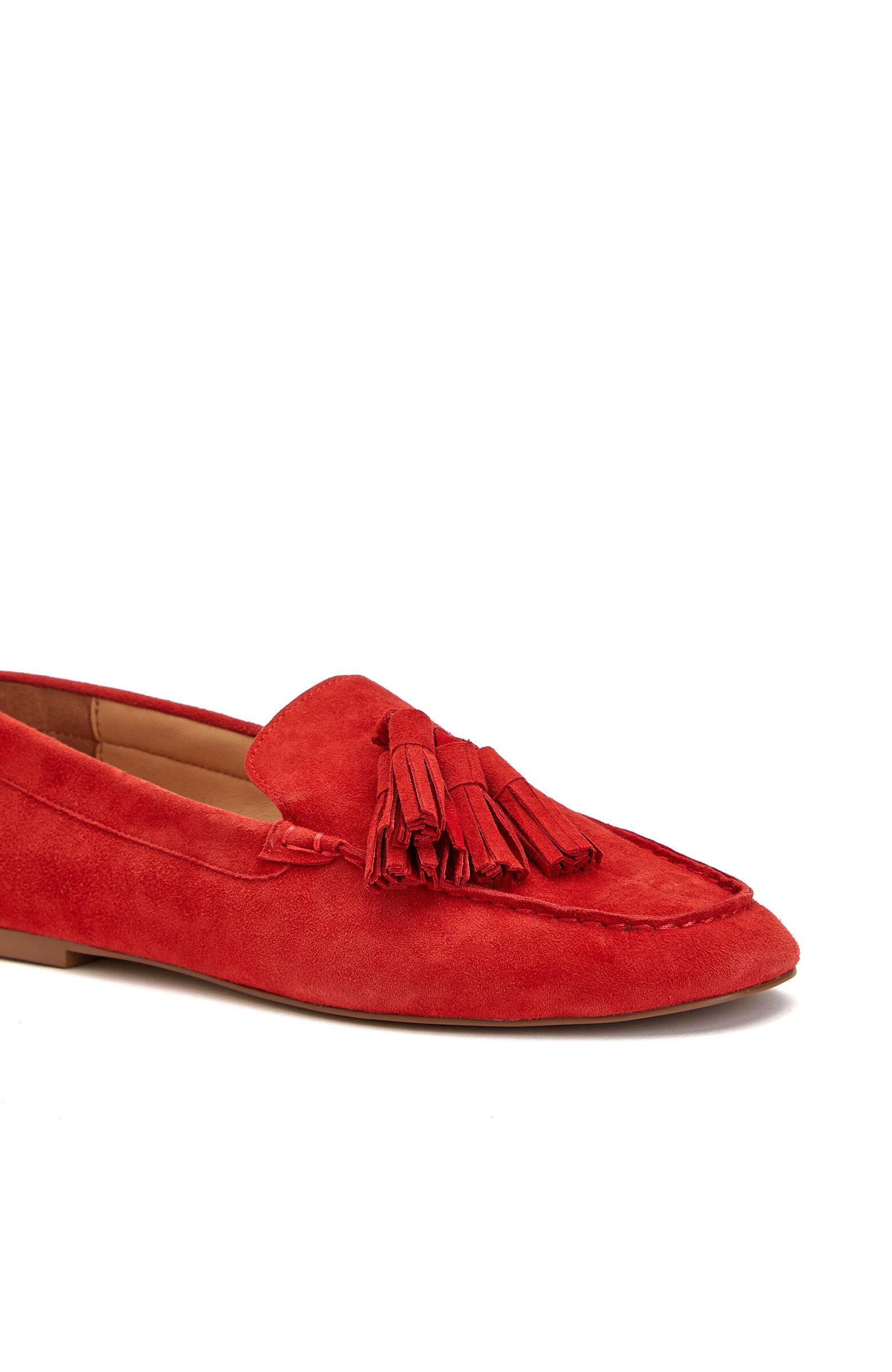 Kırmızı Püsküllü Kadın Süet Loafer