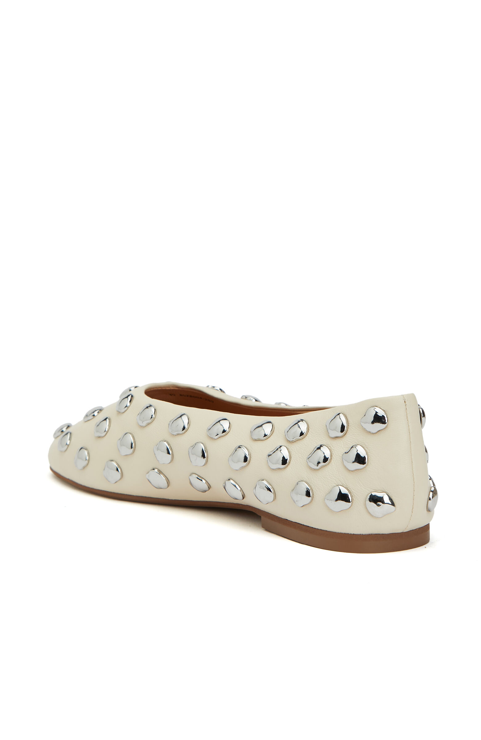 Kırık Beyaz Taşlı Deri Babet