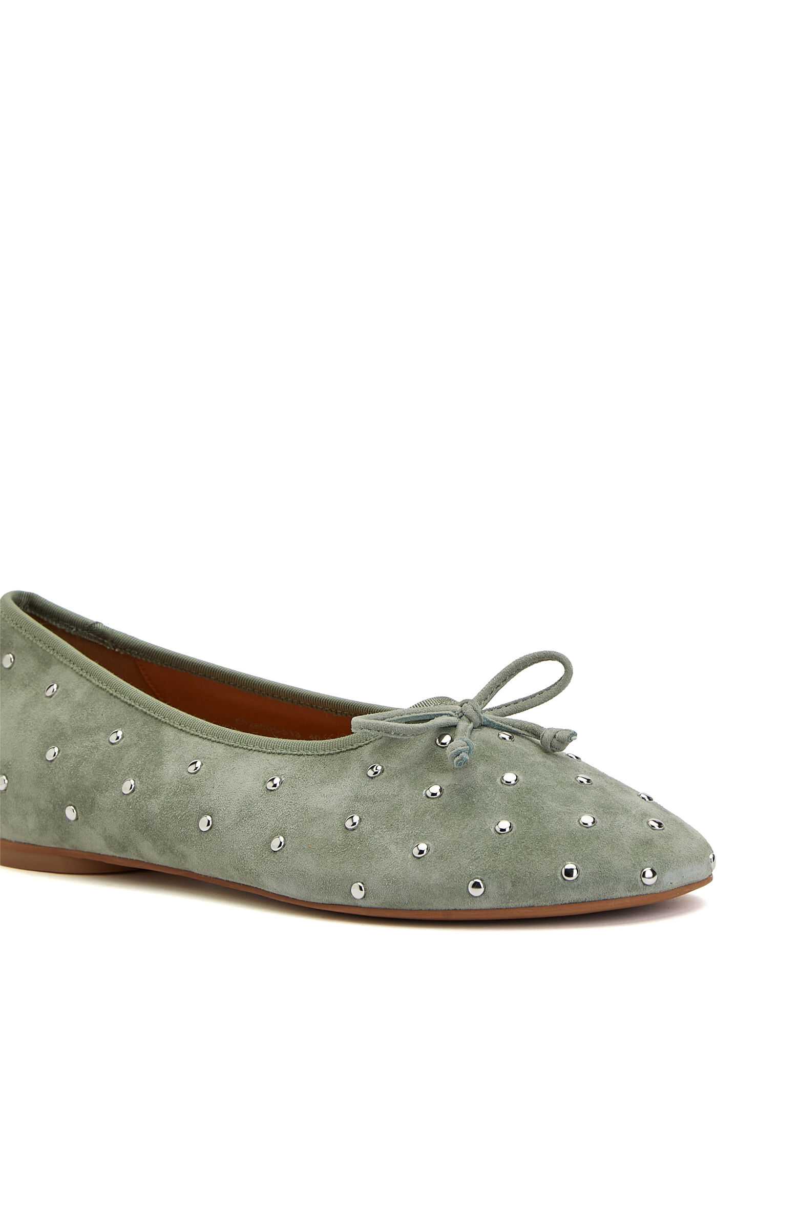 Su Yeşili Taşlı Süet Babet