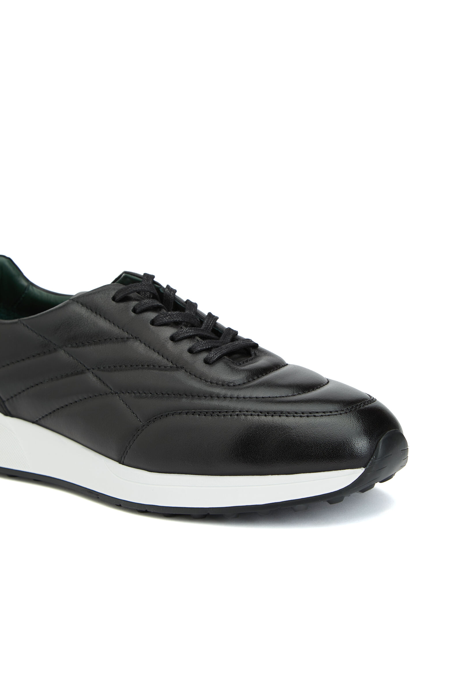 Siyah Dikiş Detaylı Erkek Deri Sneaker