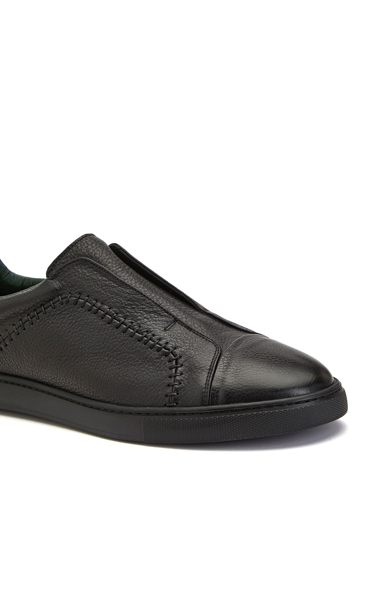 Siyah Saraç Detaylı Erkek Deri Sneaker