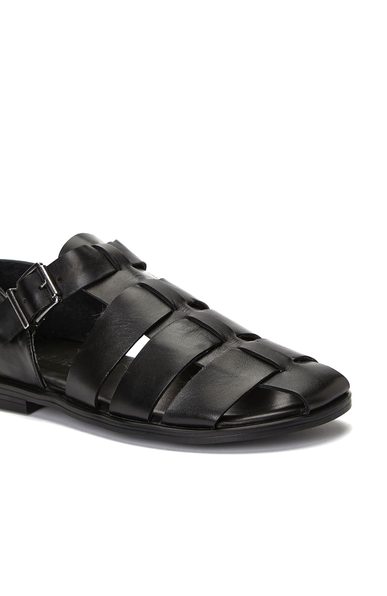 Siyah Erkek Günlük Rahat Deri Sandalet