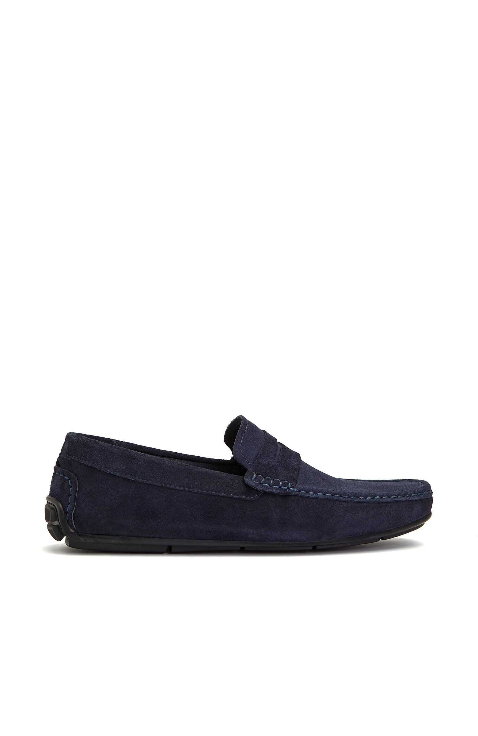 Navy Blue Saddle Detailed Men's Suede Loafer