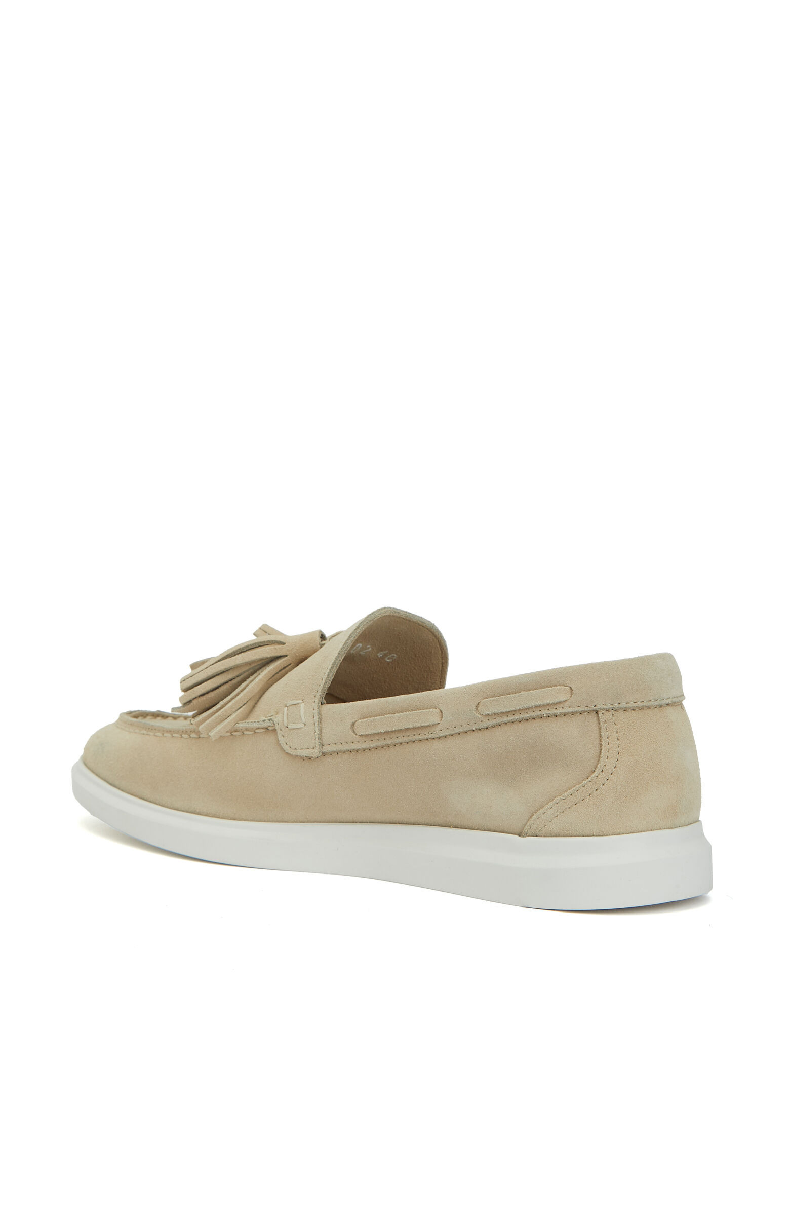 Bej Püsküllü Kadın Süet Loafer