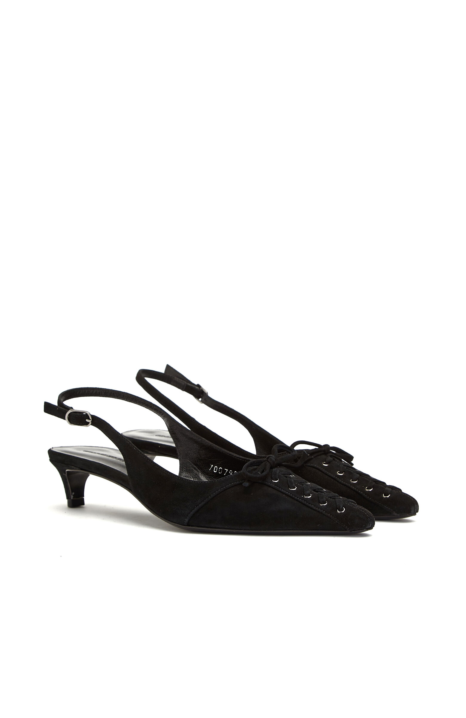 Siyah Bağcık Detaylı Süet Topuklu Ayakkabı