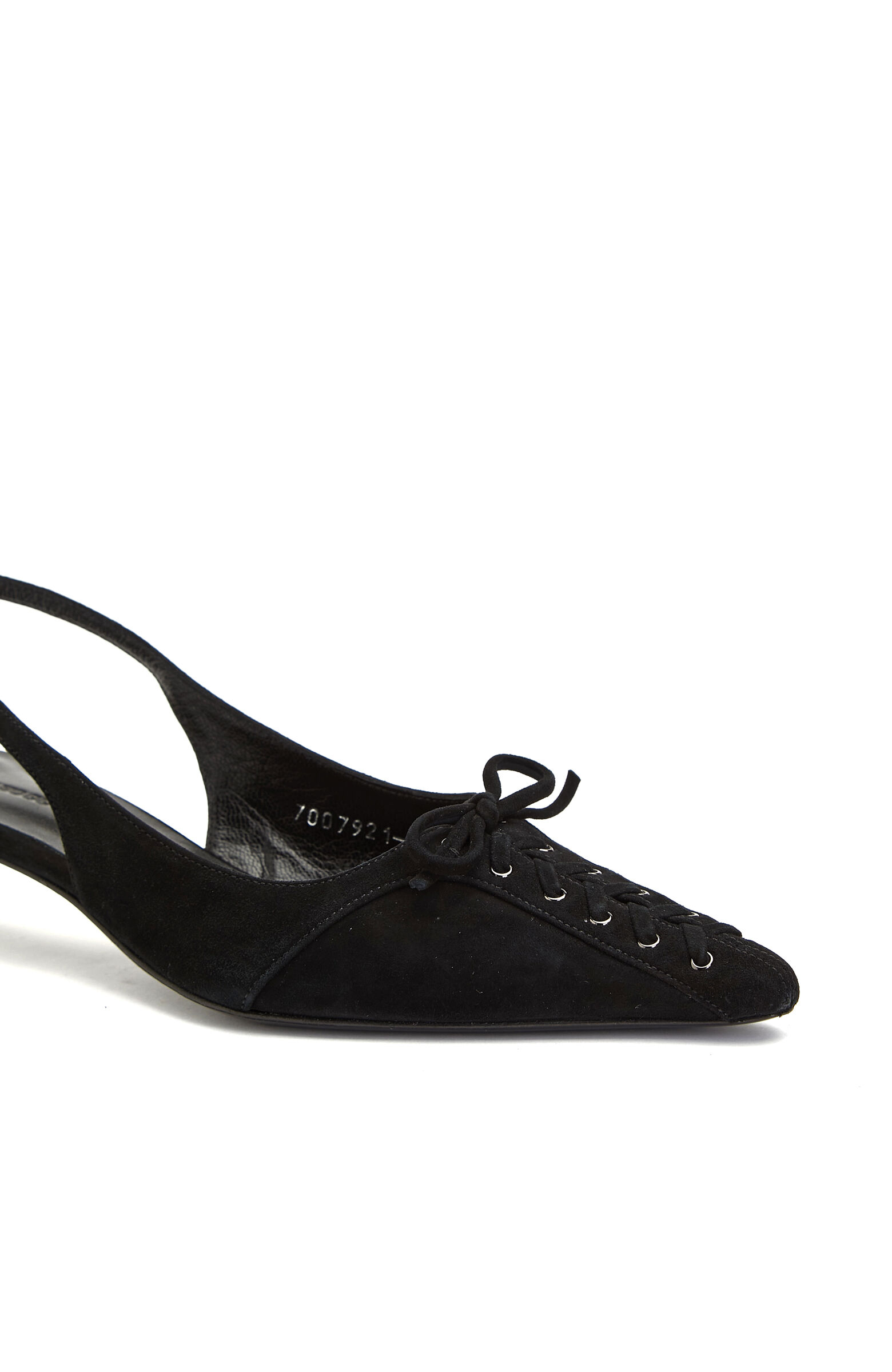 Siyah Bağcık Detaylı Süet Topuklu Ayakkabı