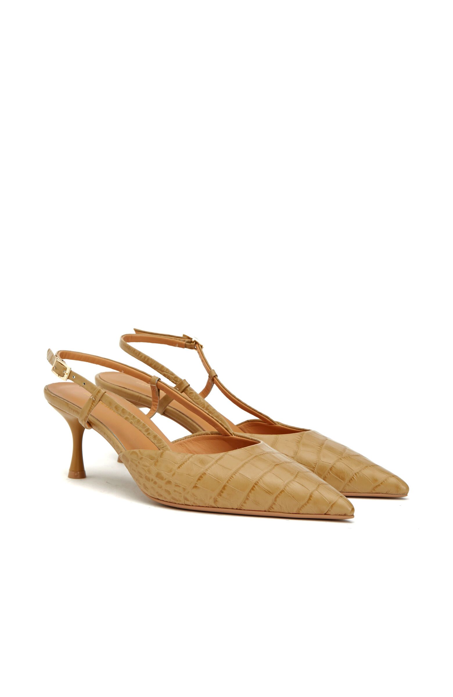 Bej Kroko Detaylı Deri Ayakkabı