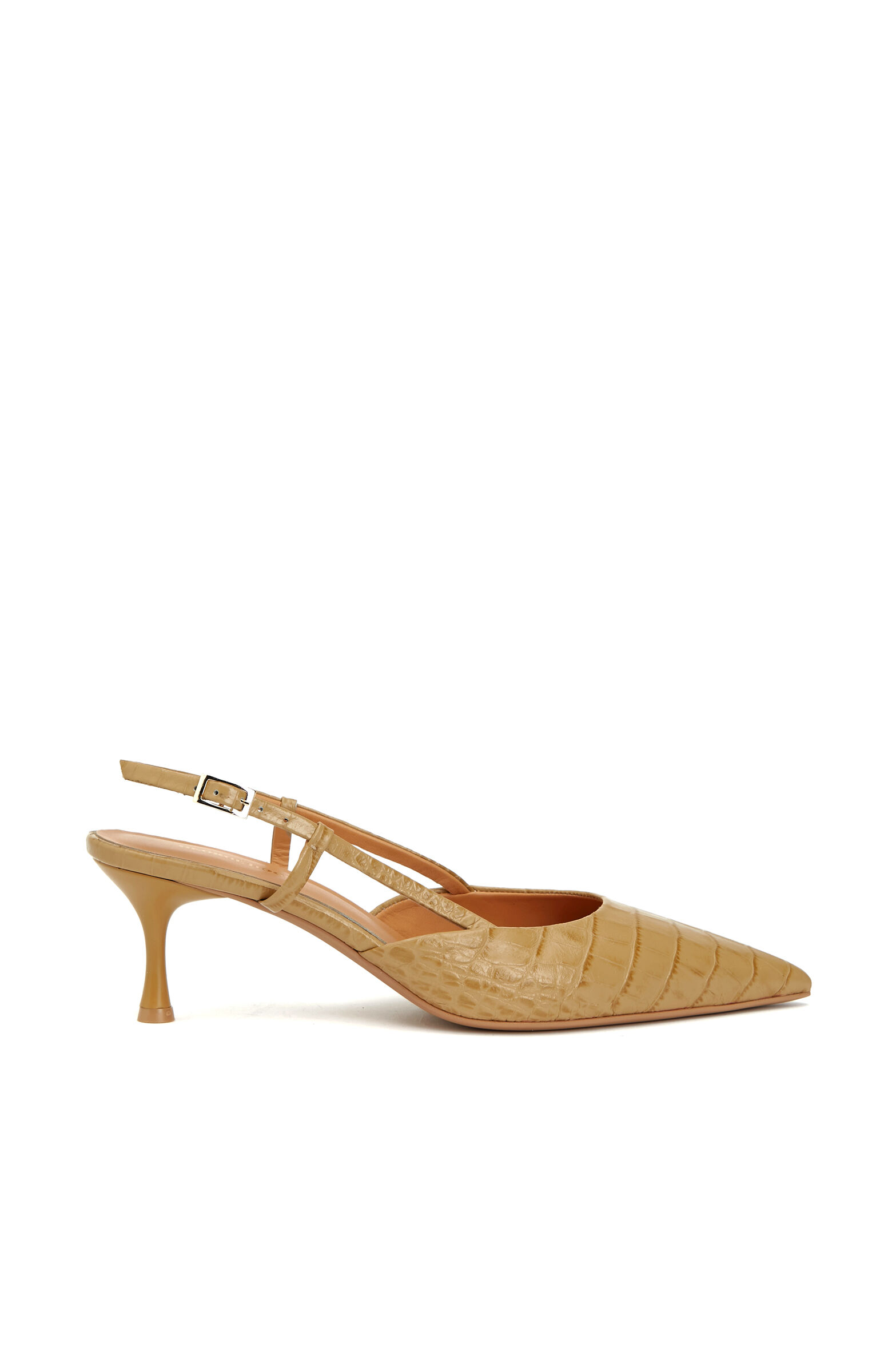 Bej Kroko Detaylı Deri Ayakkabı