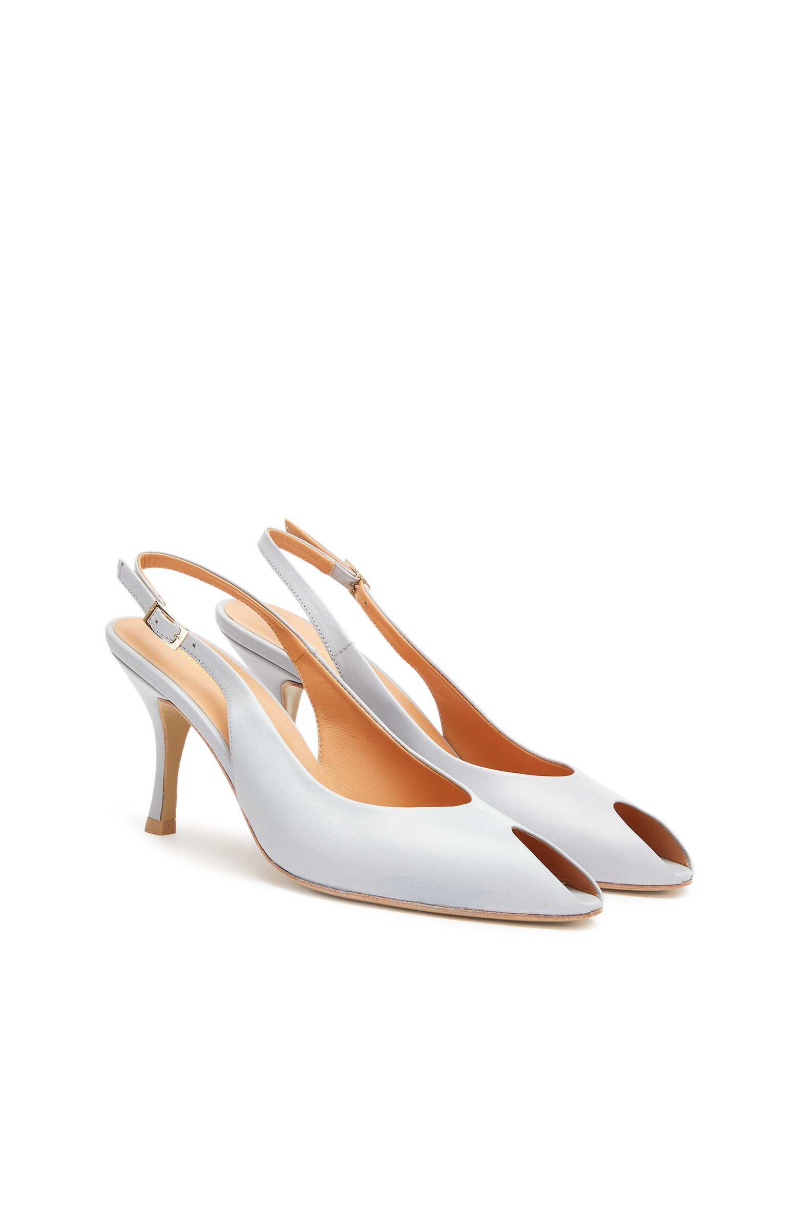 Açık Mavi Dekolte Detaylı Kadın Deri Sandalet