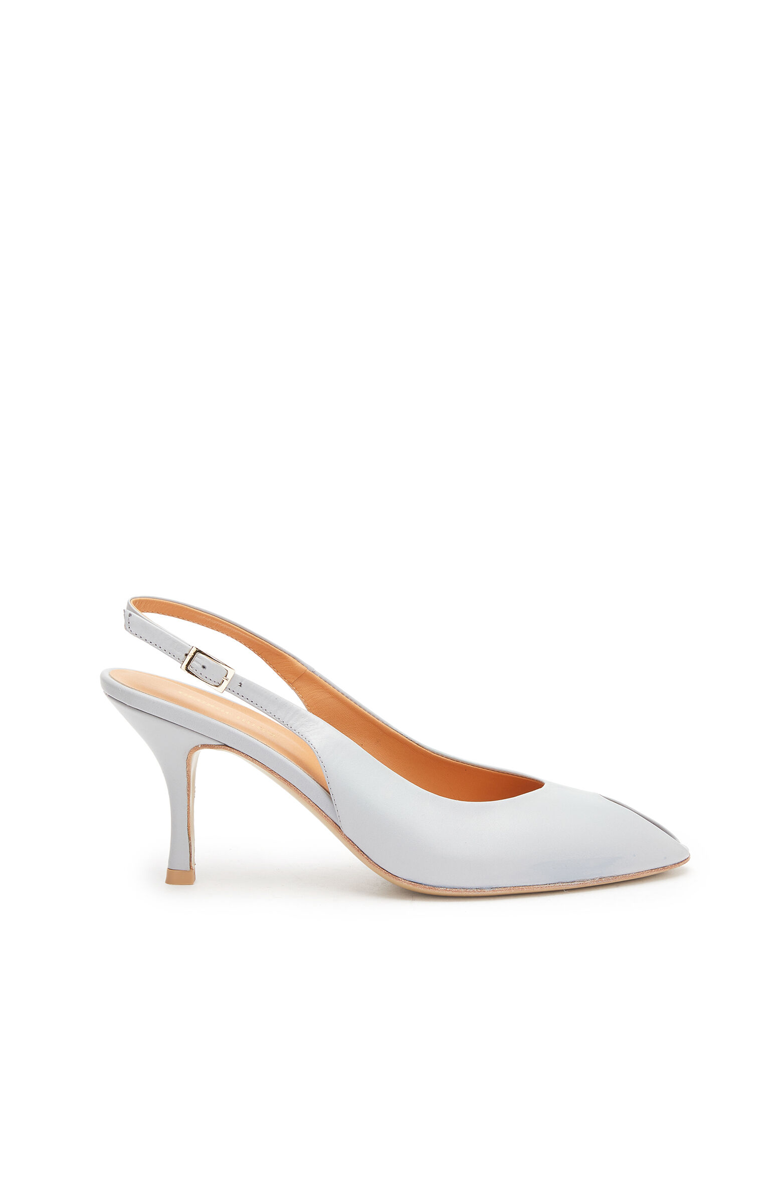 Açık Mavi Dekolte Detaylı Kadın Deri Sandalet