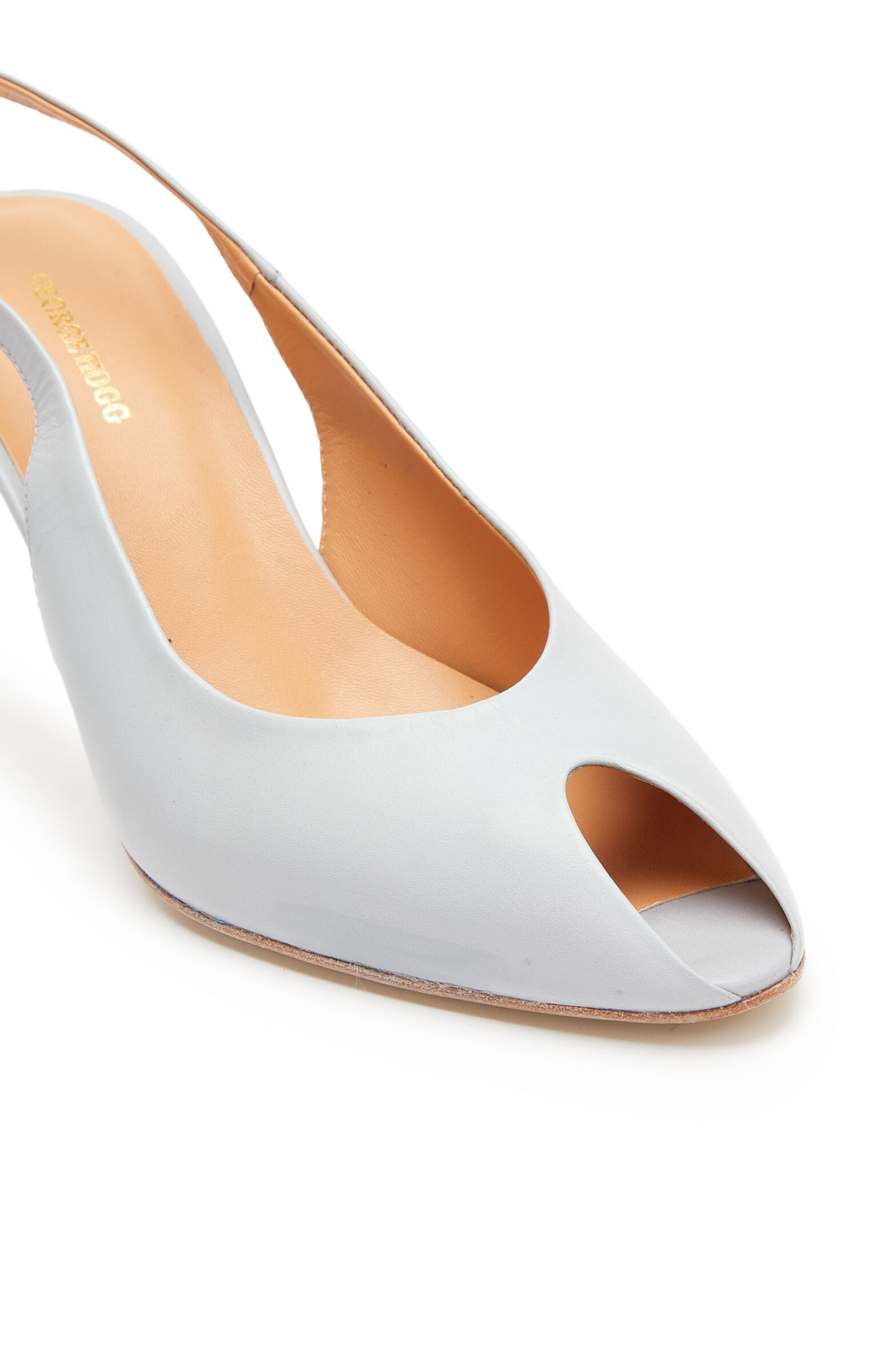 Açık Mavi Dekolte Detaylı Kadın Deri Sandalet