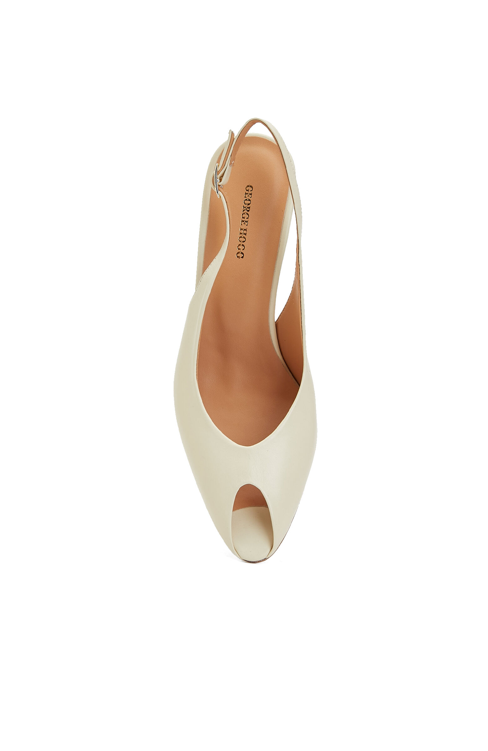 Kırık Beyaz Dekolte Detaylı Kadın Deri Sandalet